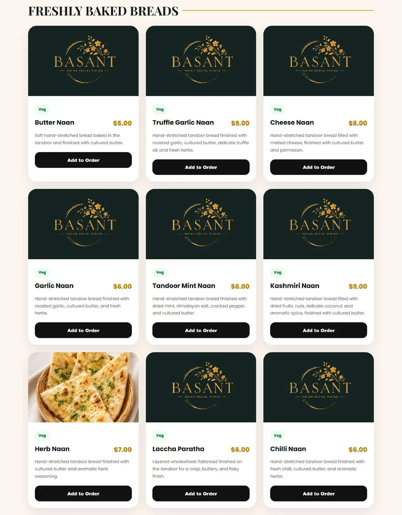 Basant Indian Social Dining menu, page 7