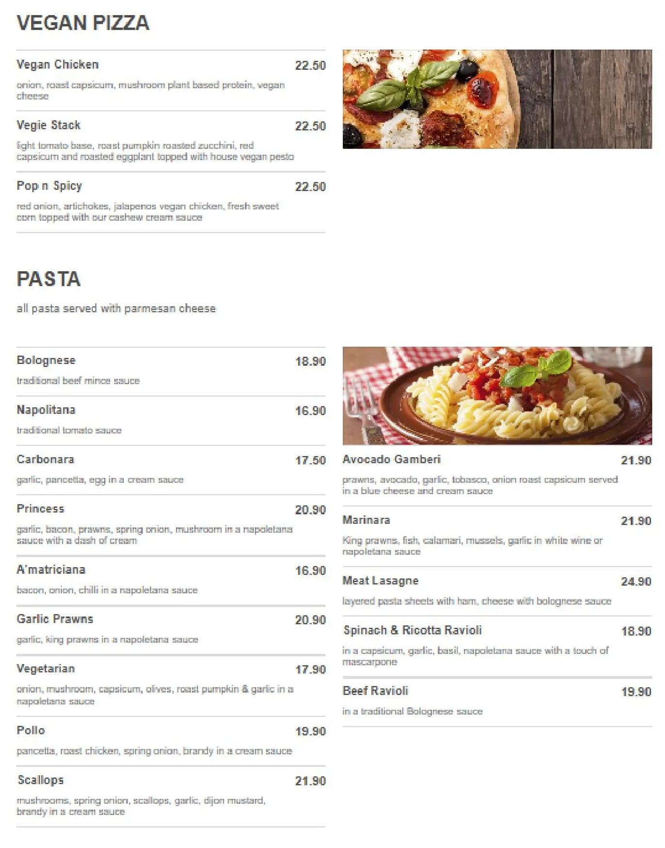 Amici Restaurant menu, page 4