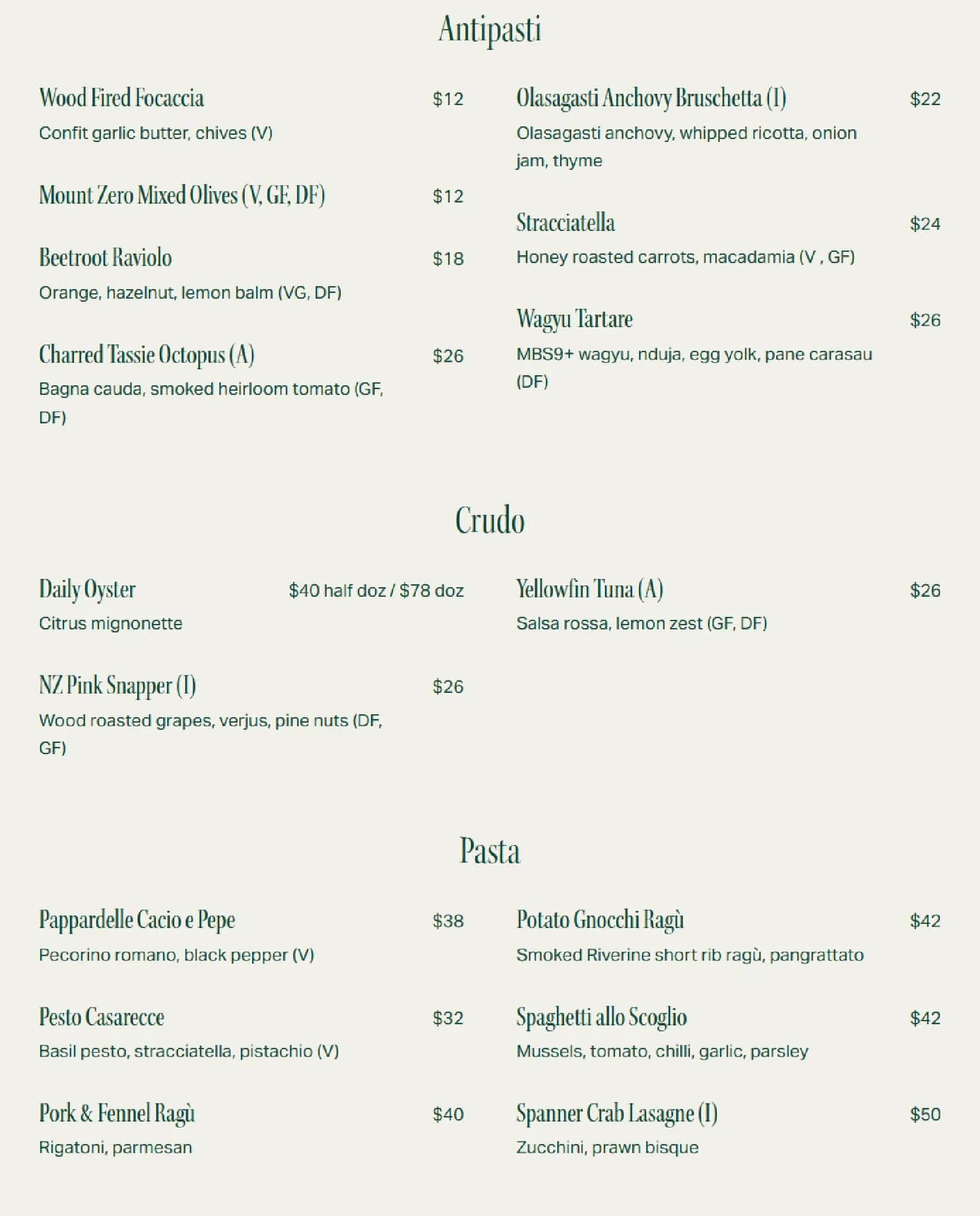 Pan Divino menu, page 2