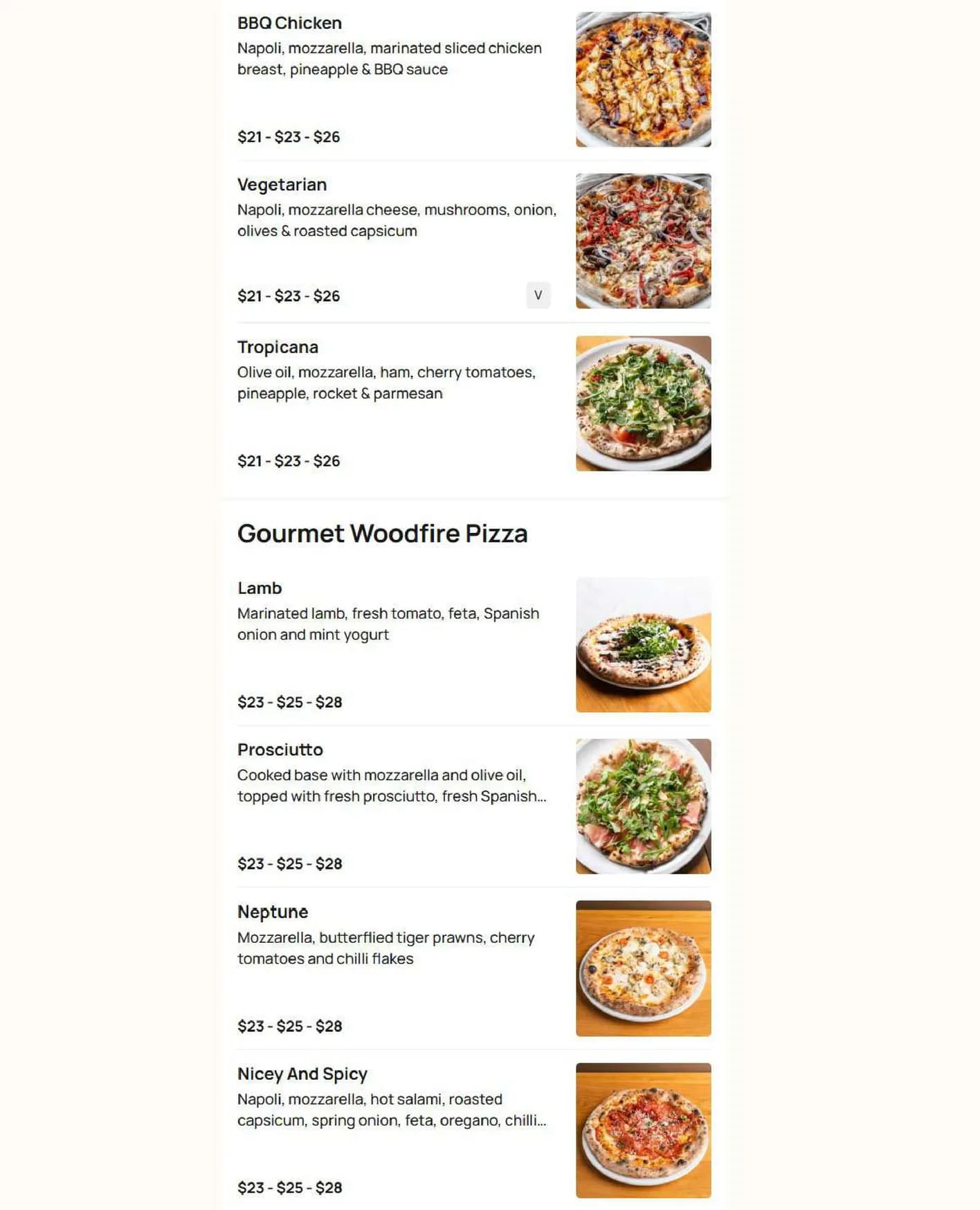 Slices Doreen menu, page 11