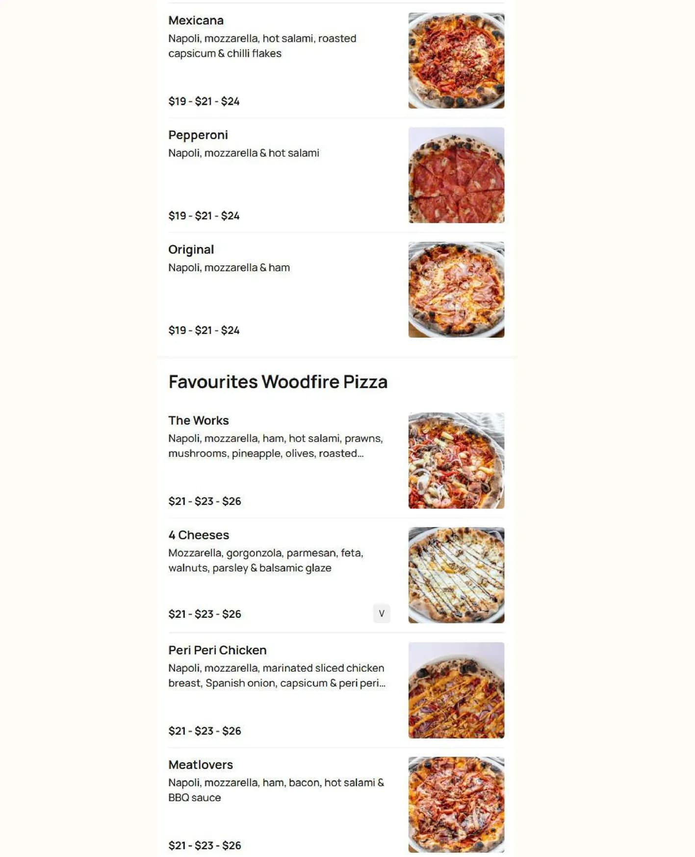 Slices Doreen menu, page 10