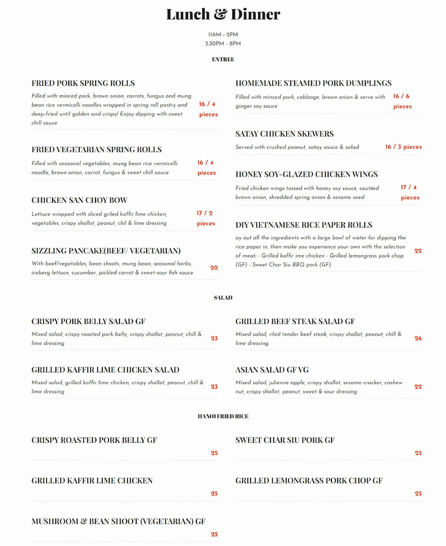 Cafe Palat menu, page 2