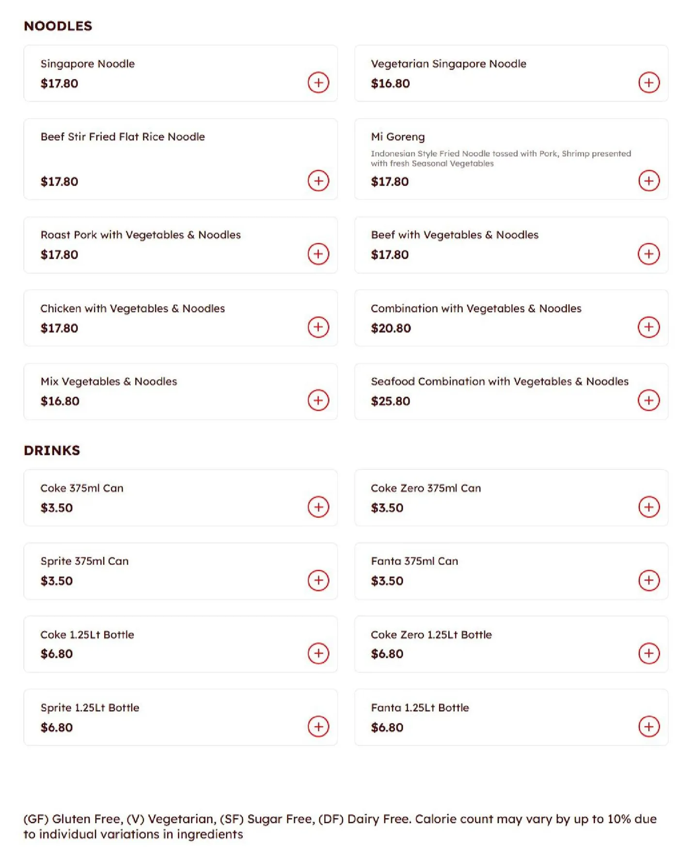 Bonsai Bali menu, page 4