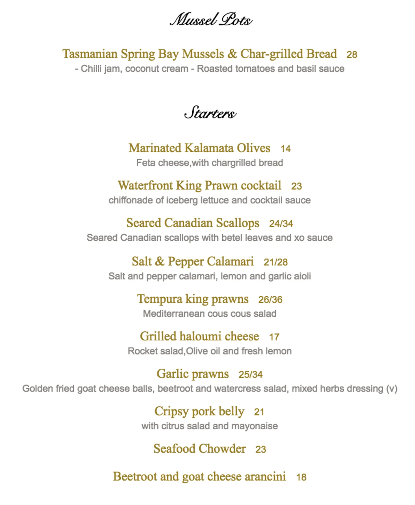 Waterfront Port Melbourne menu, page 12