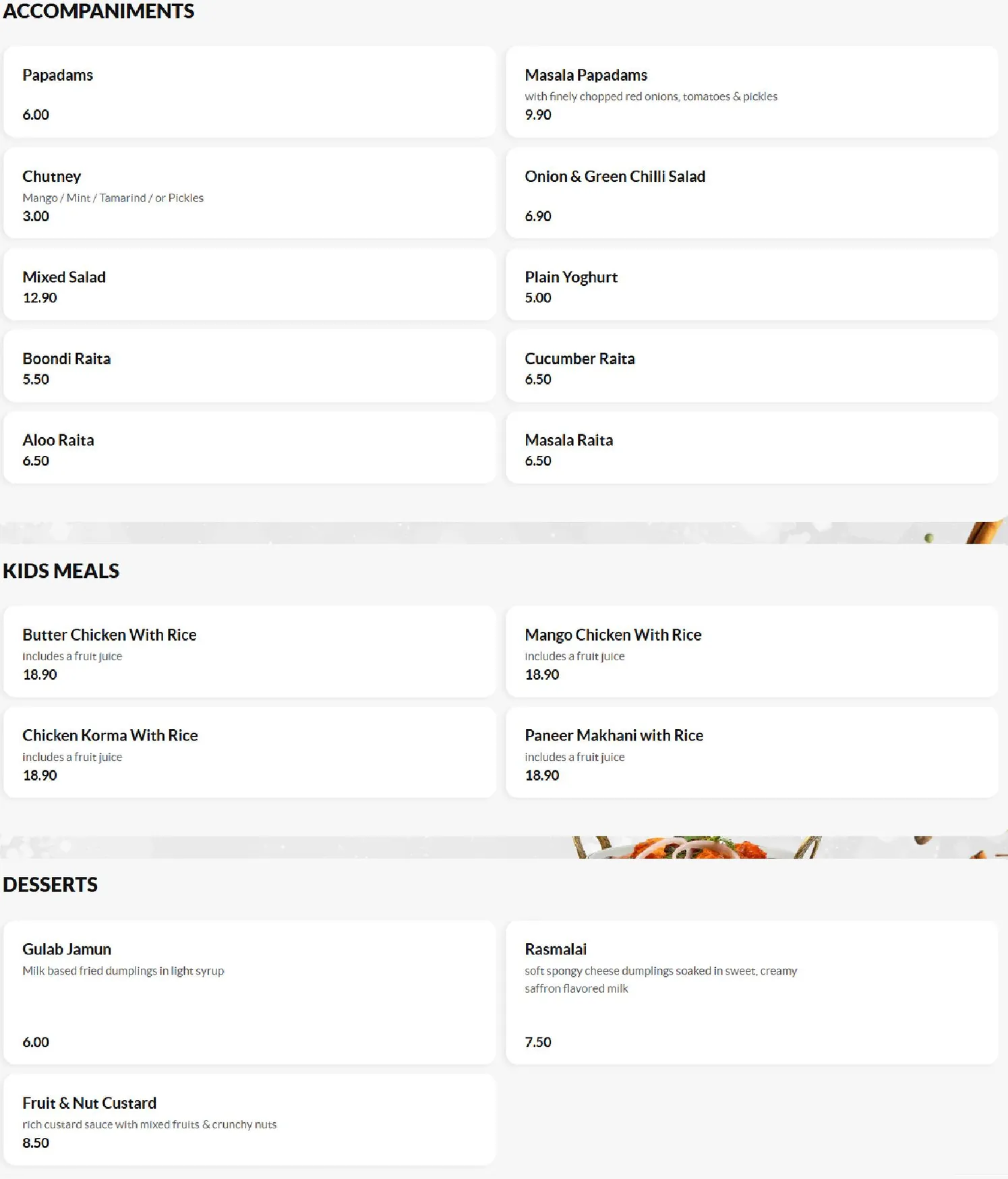 Spicy Bite menu, page 6