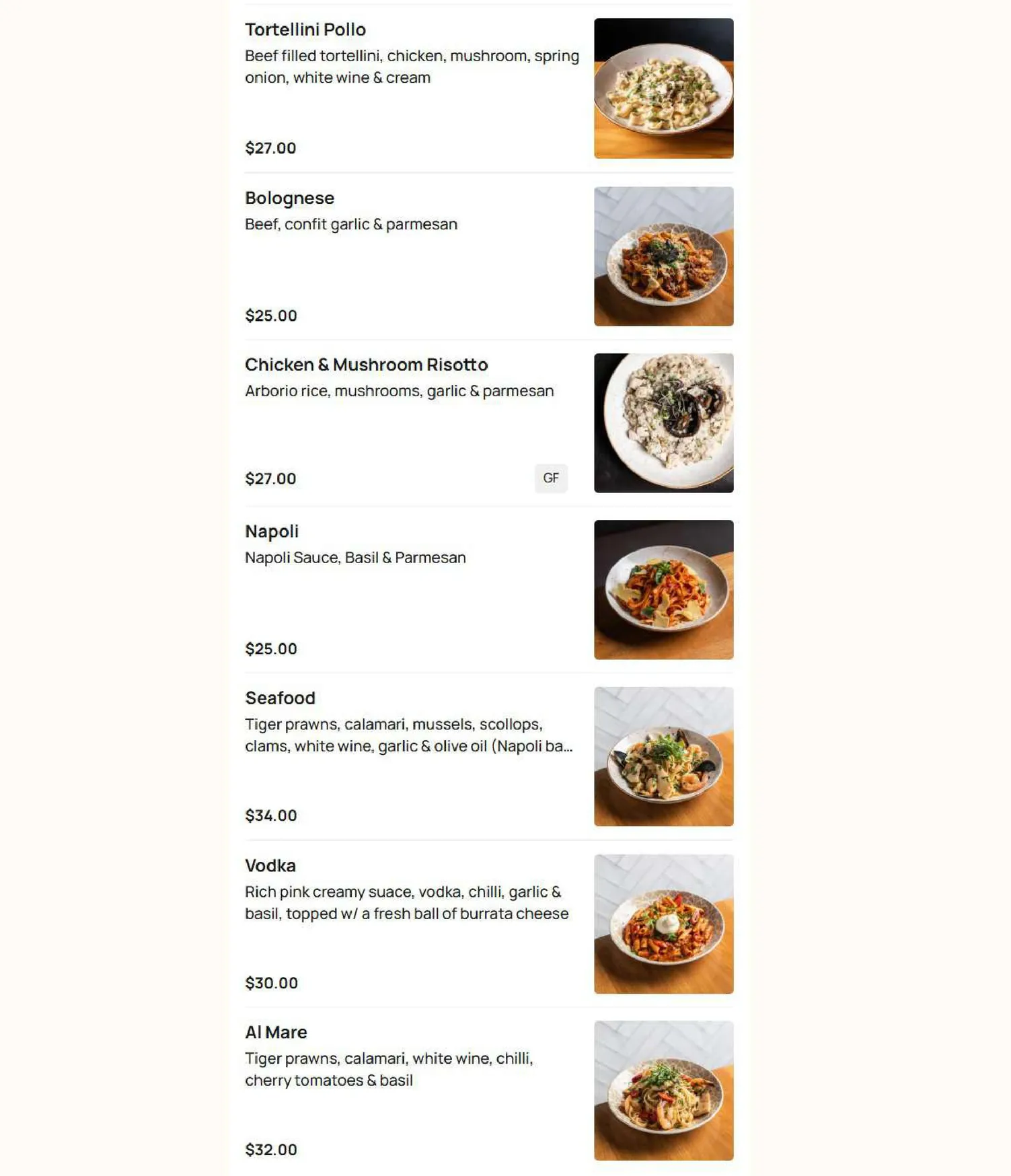 Slices Doreen menu, page 5
