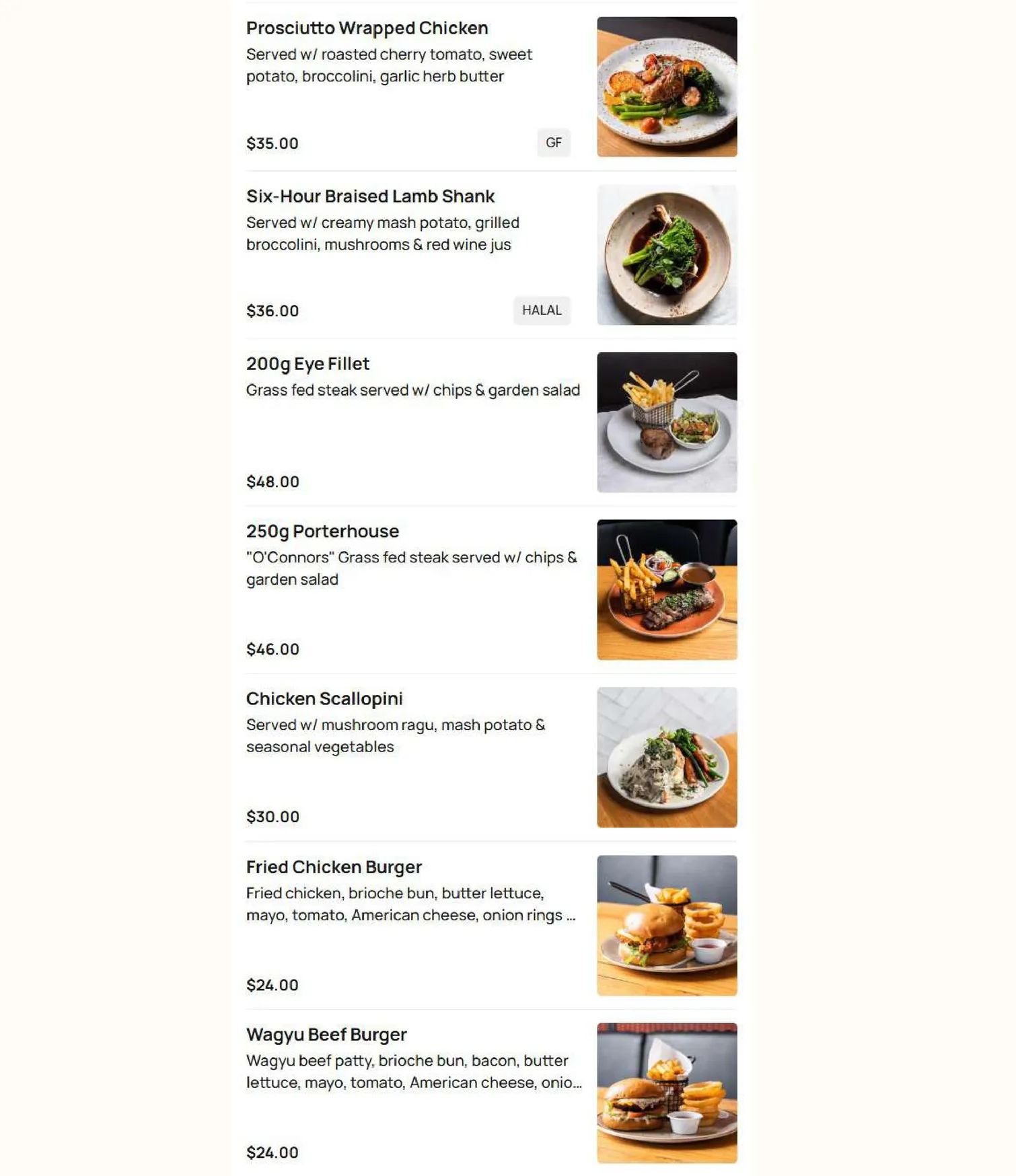Slices Doreen menu, page 8