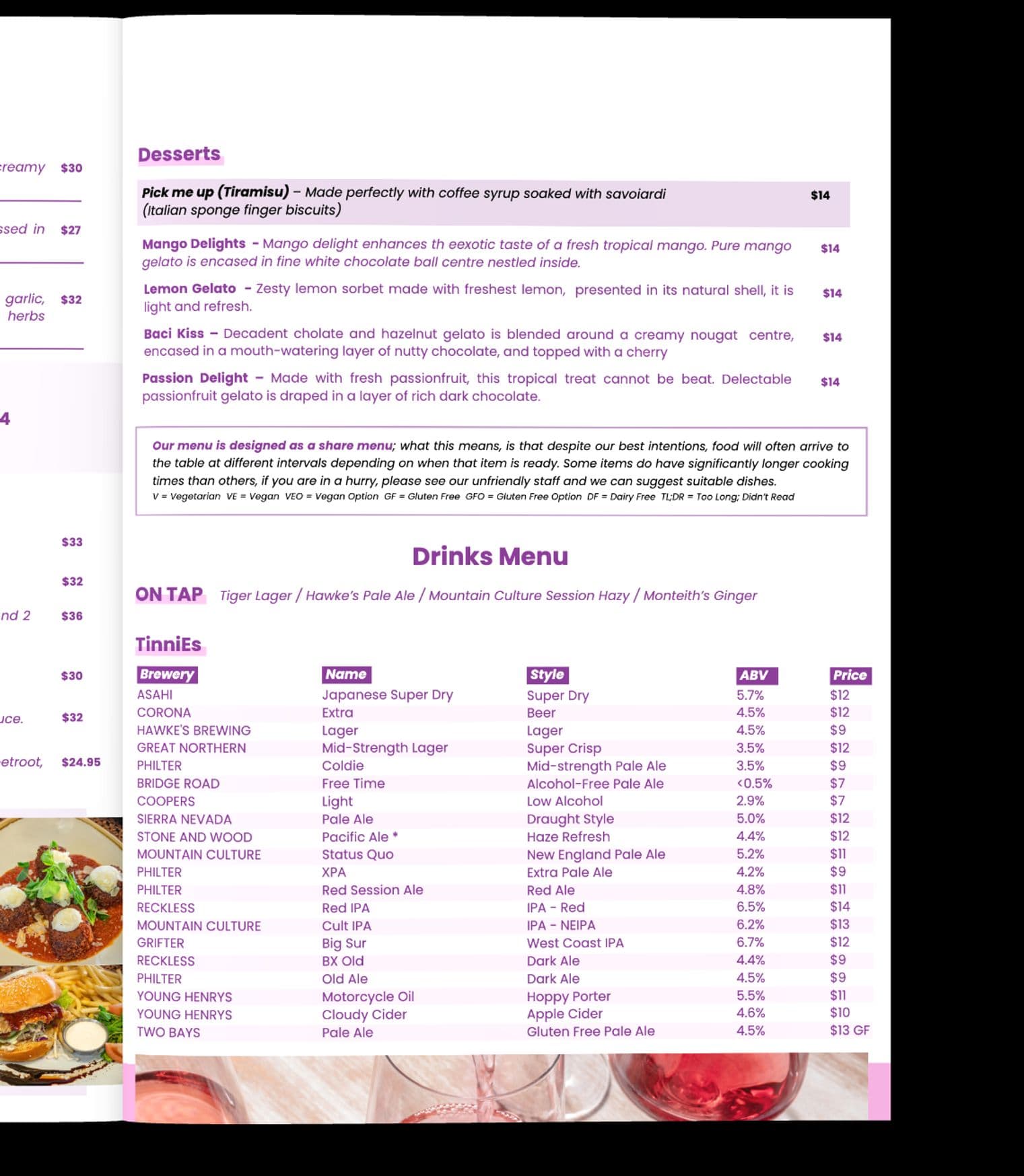 Moneypenny menu, page 5