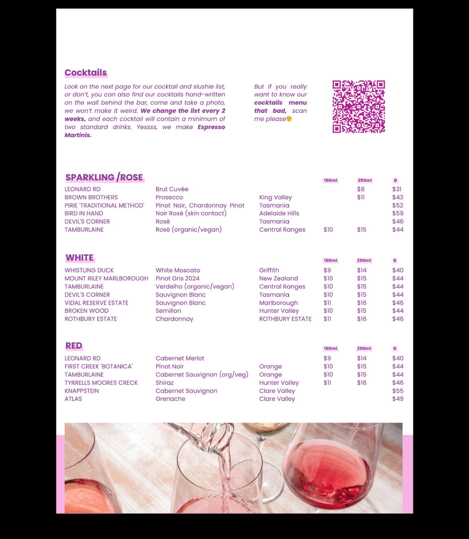 Moneypenny menu, page 6