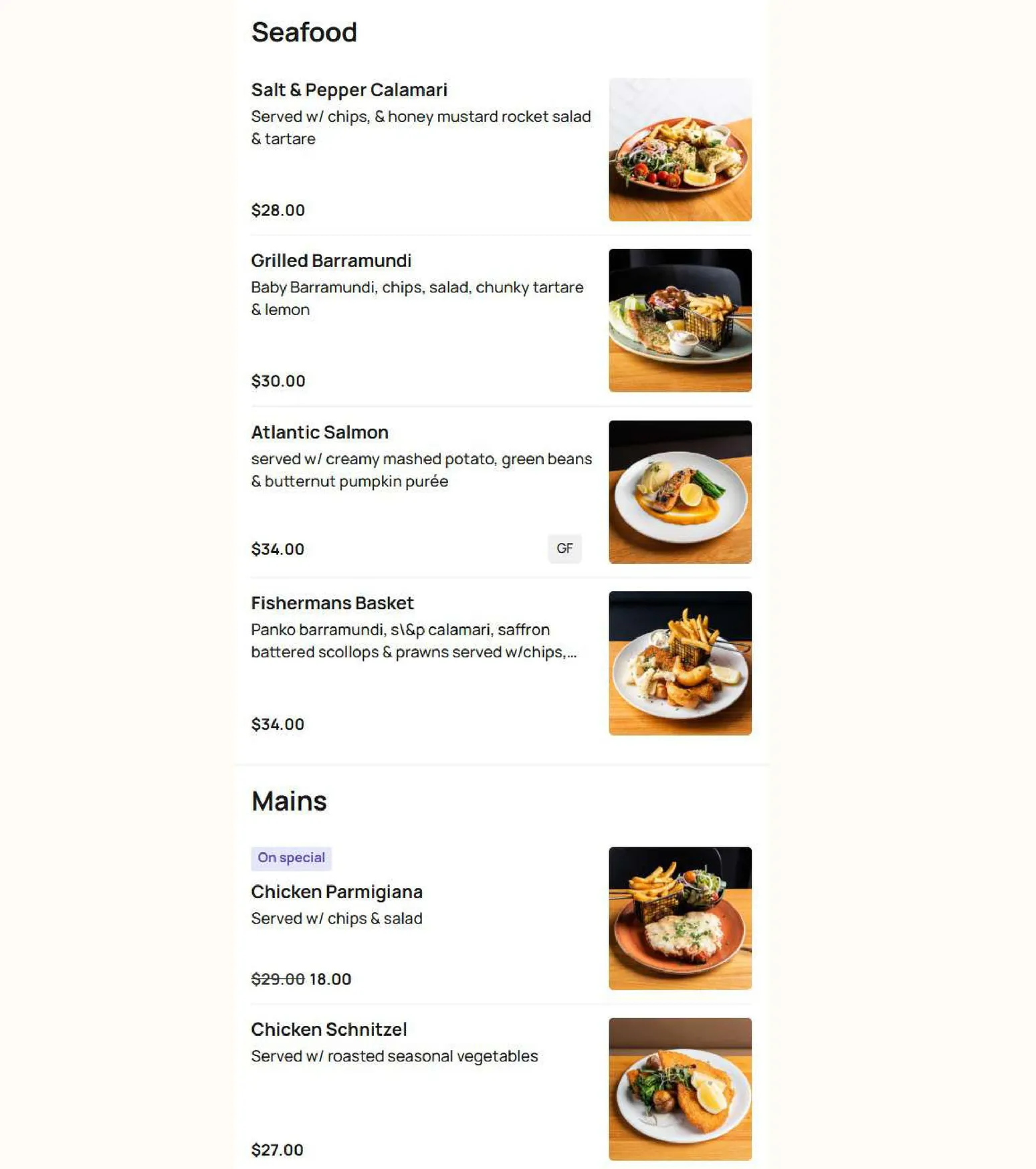 Slices Doreen menu, page 7