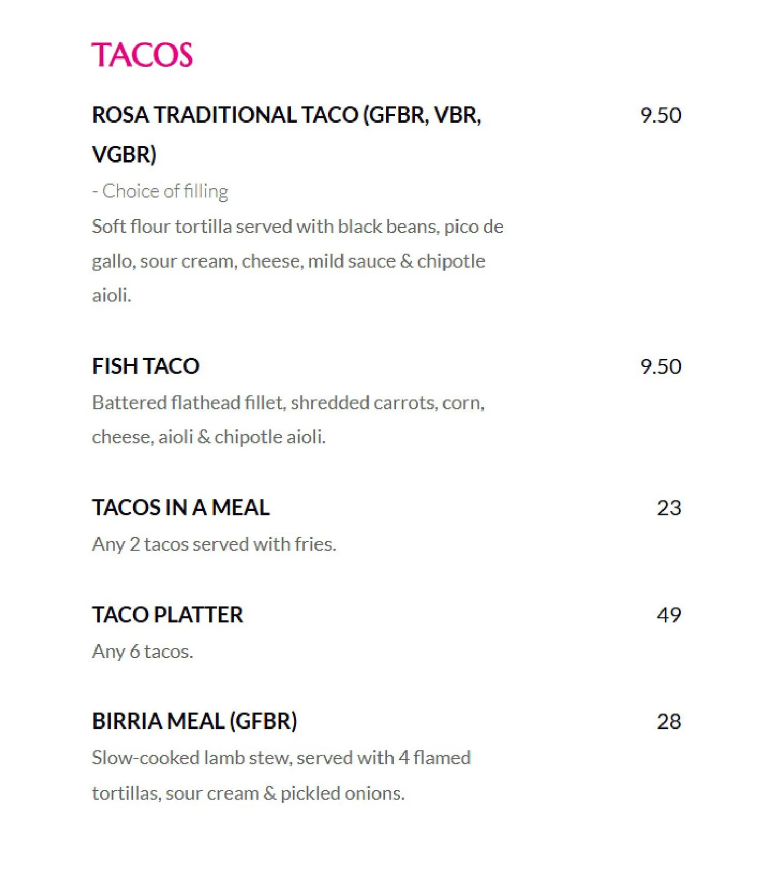 Rosa Mexicano menu, page 2