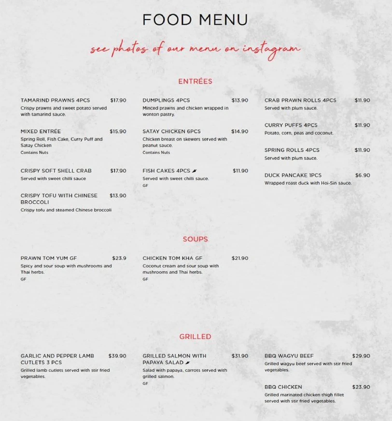 Monkey King Thai Baulkham Hills menu, page 1