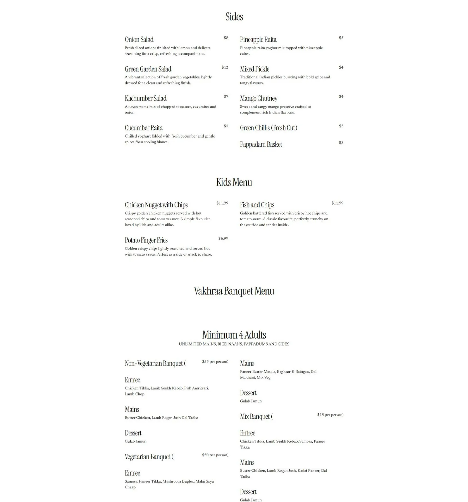 Vakhraa Modern India menu, page 5