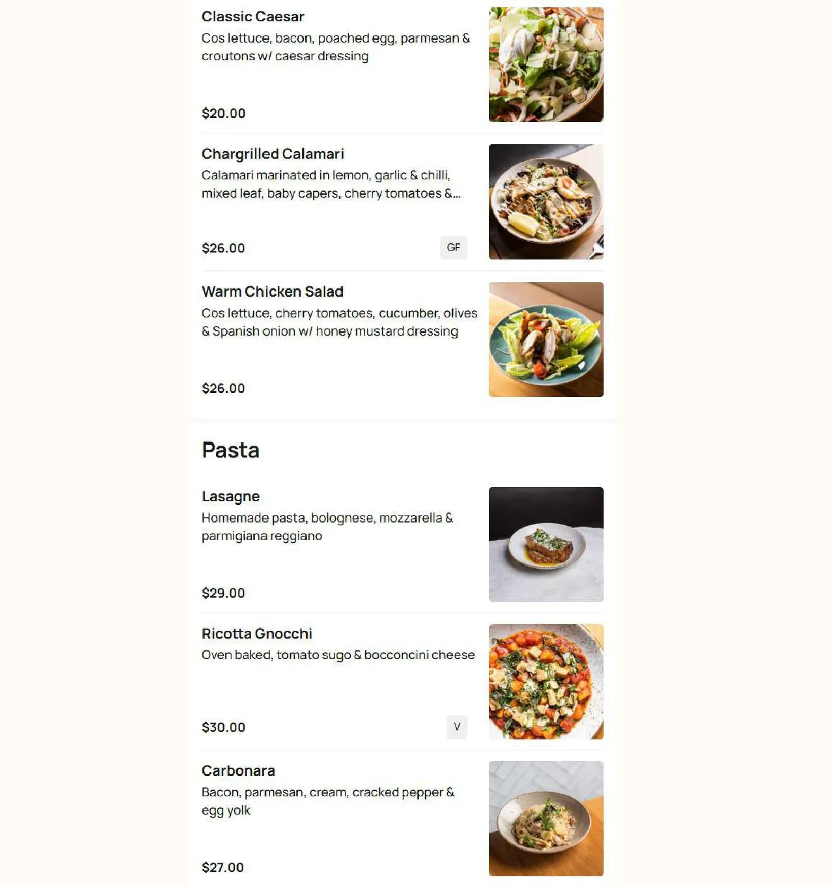 Slices Doreen menu, page 4