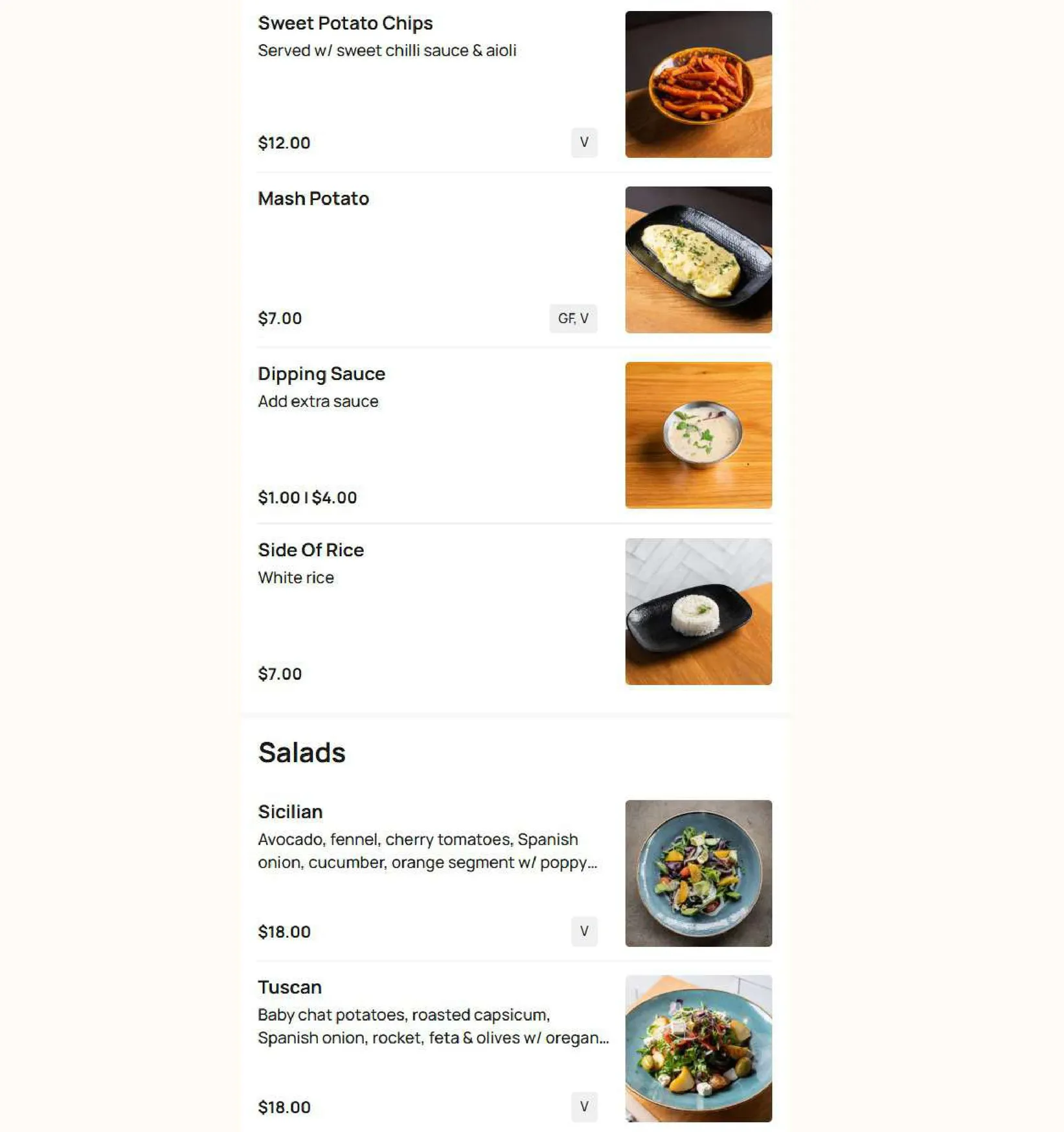 Slices Doreen menu, page 3