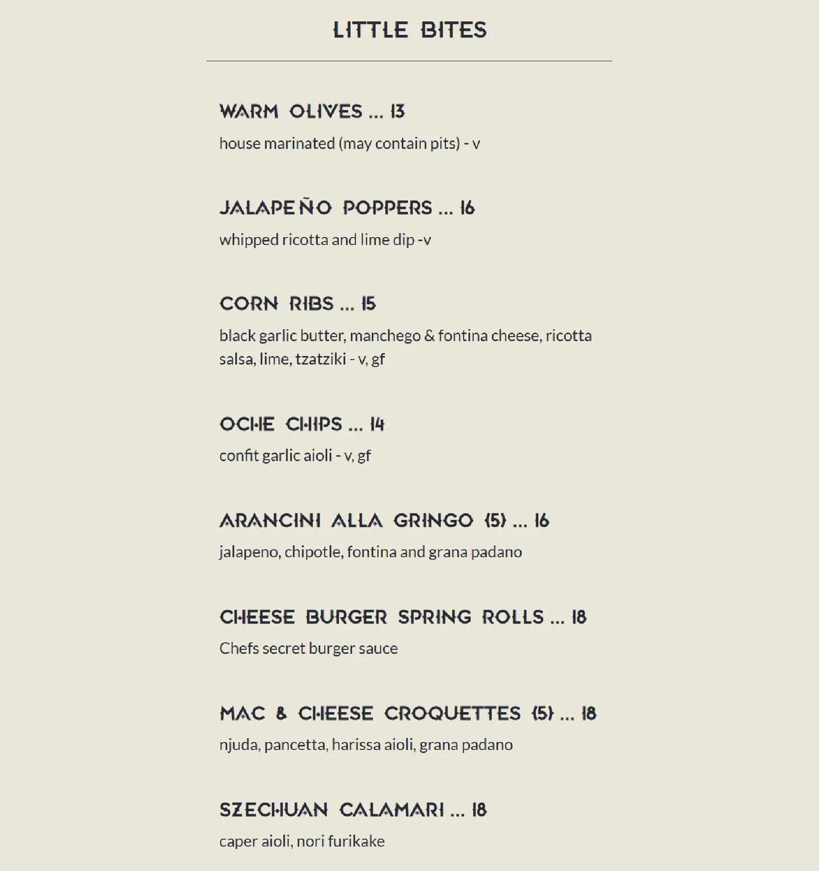 Oche Brisbane menu, page 3