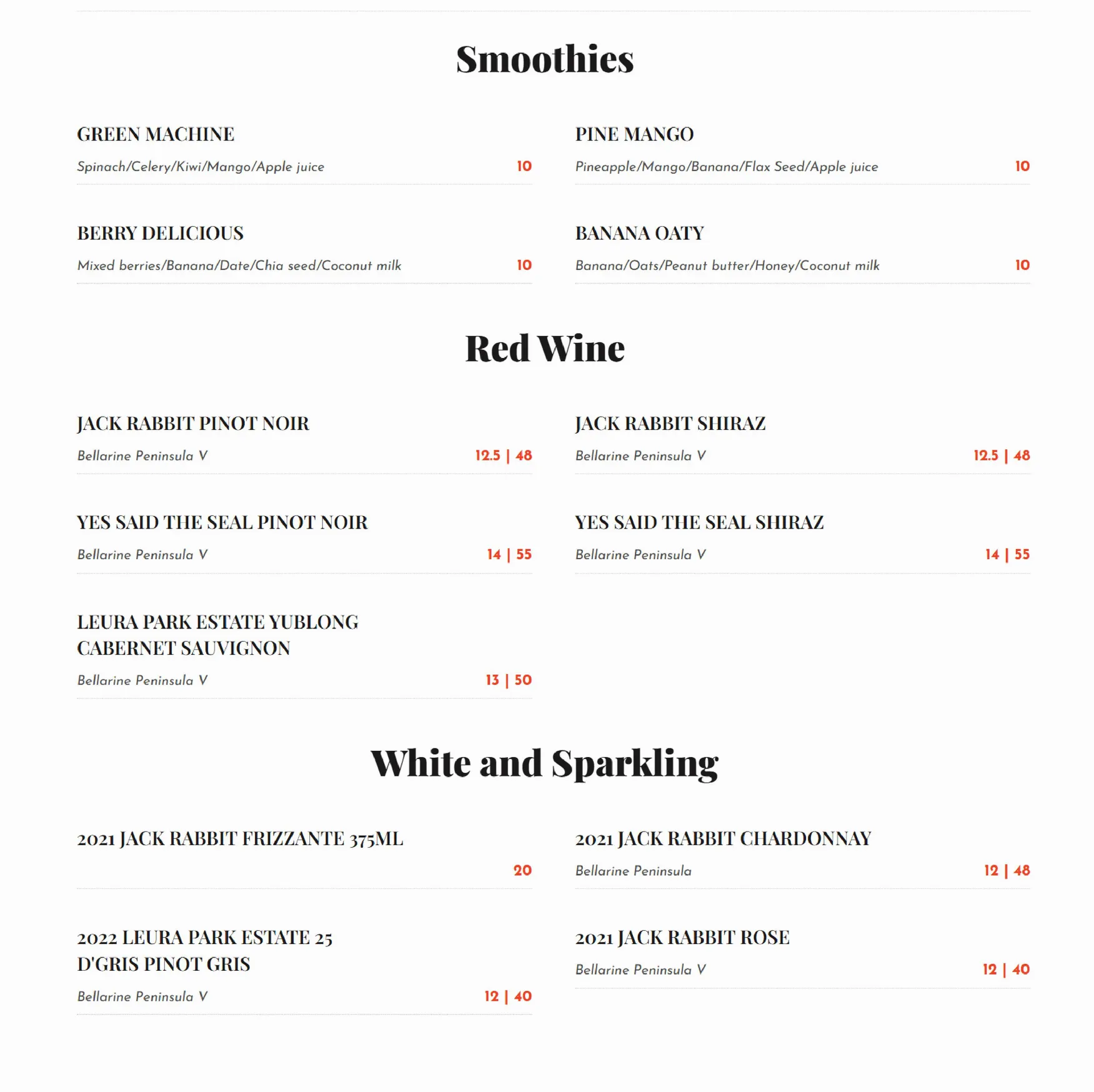 Cafe Palat menu, page 5