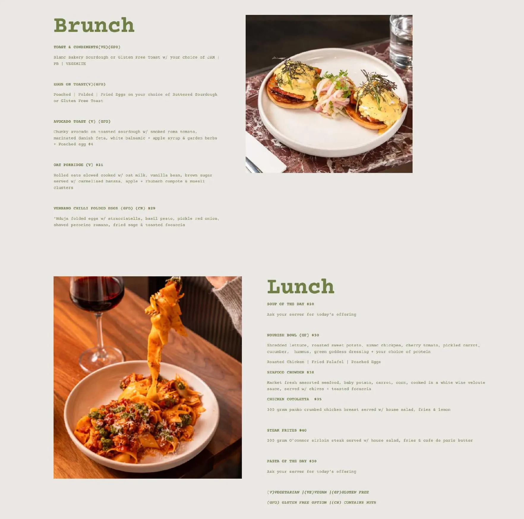 Verbano menu, page 1