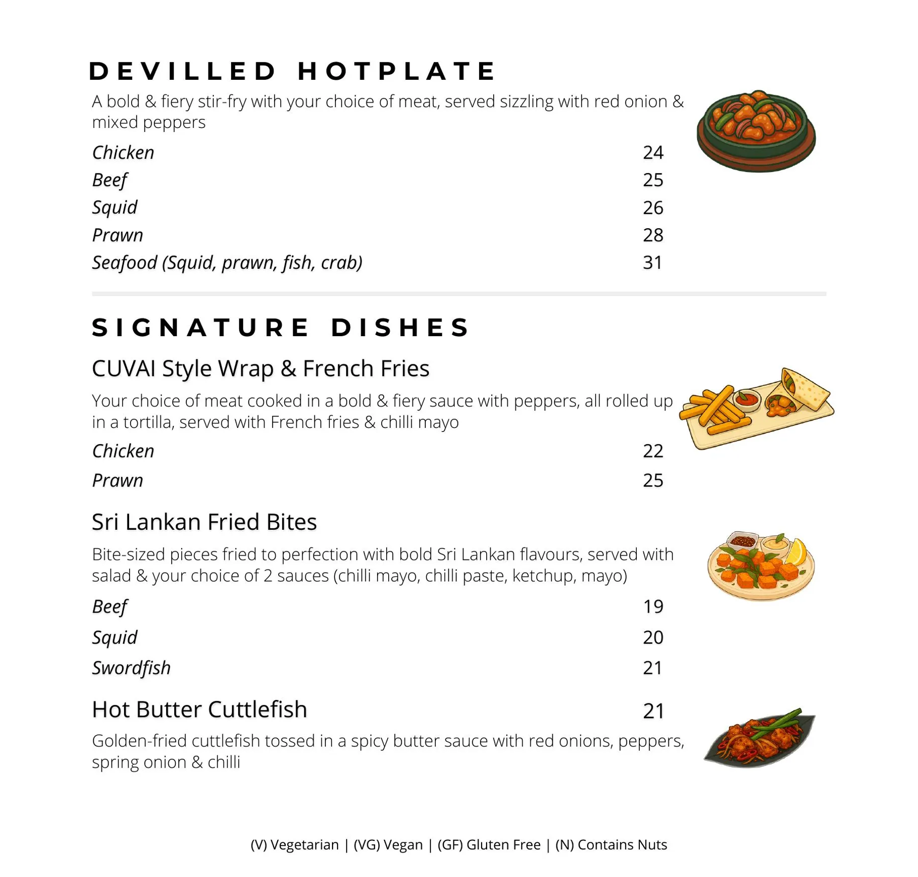 Cuvai menu, page 2