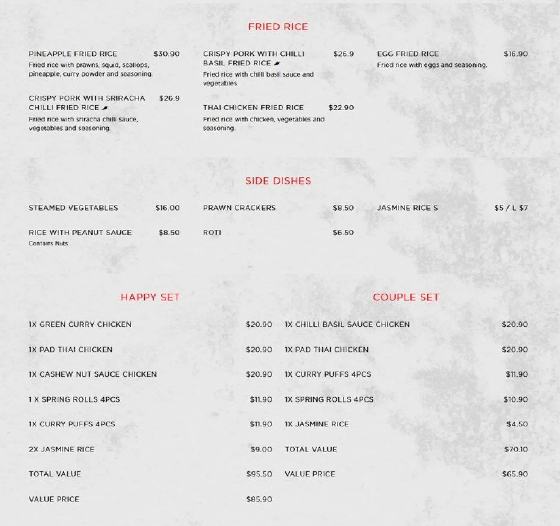 Monkey King Thai Baulkham Hills menu, page 4