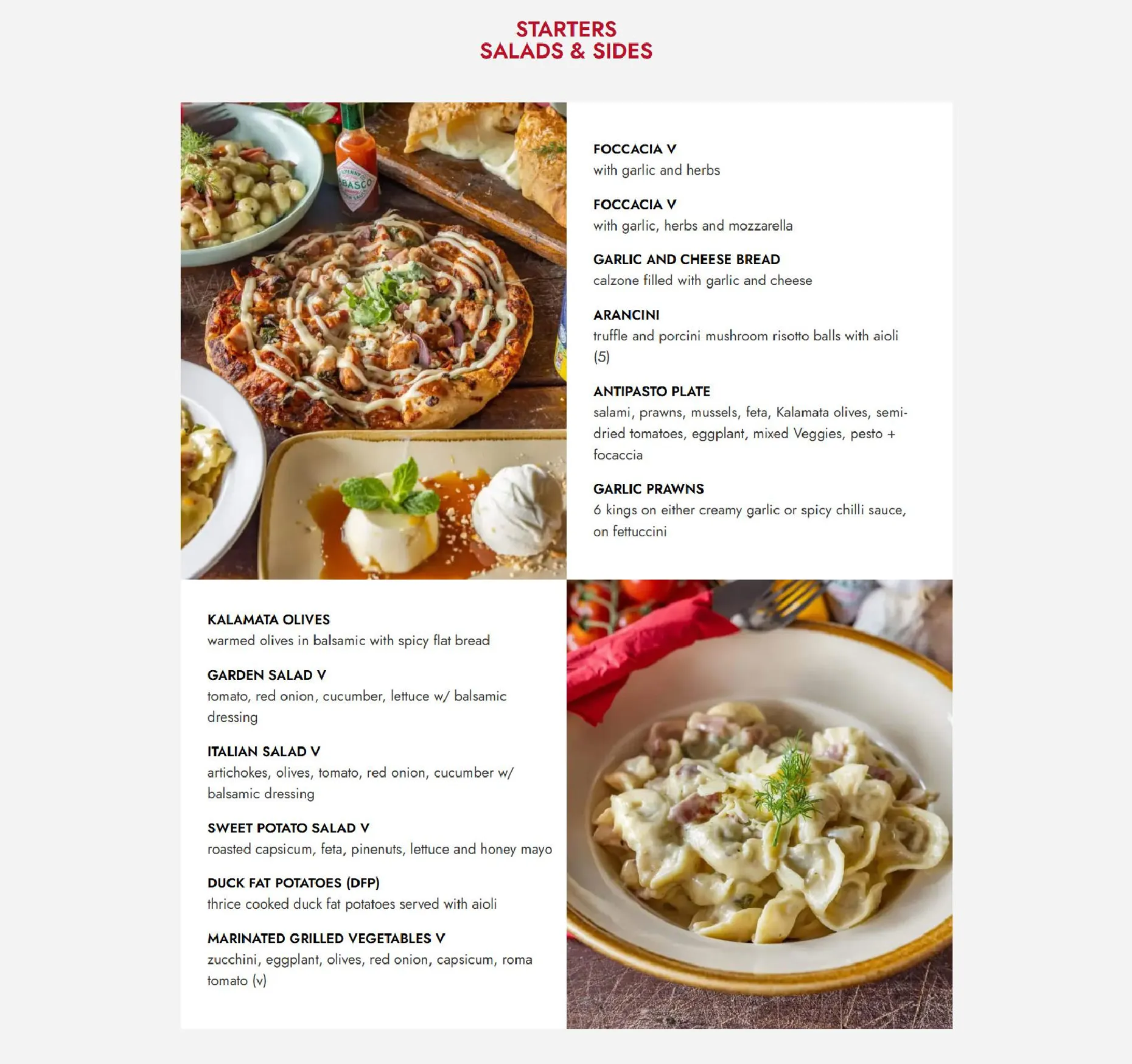 Elio’s Osteria menu, page 1