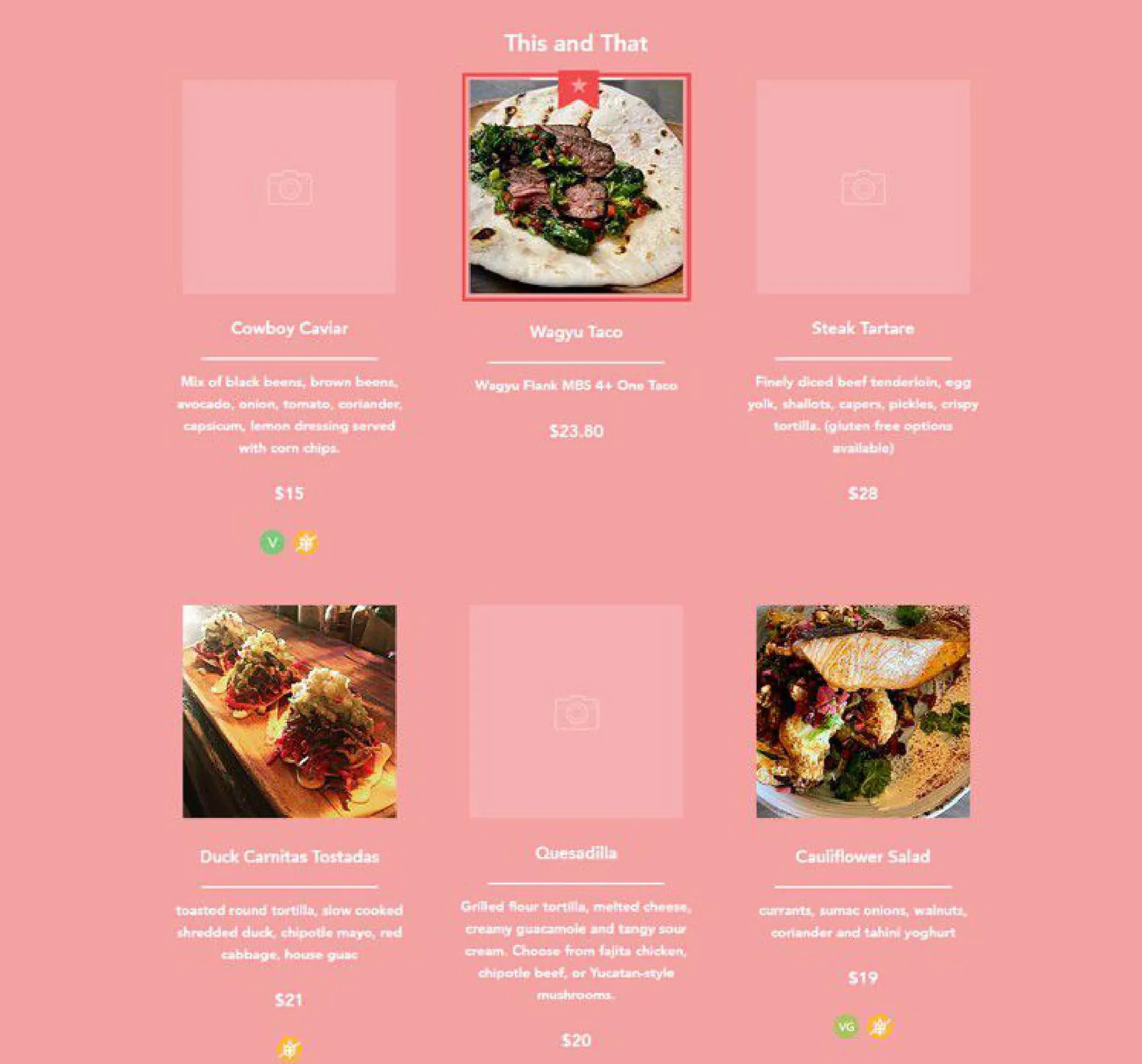 Cantina Bar menu, page 4