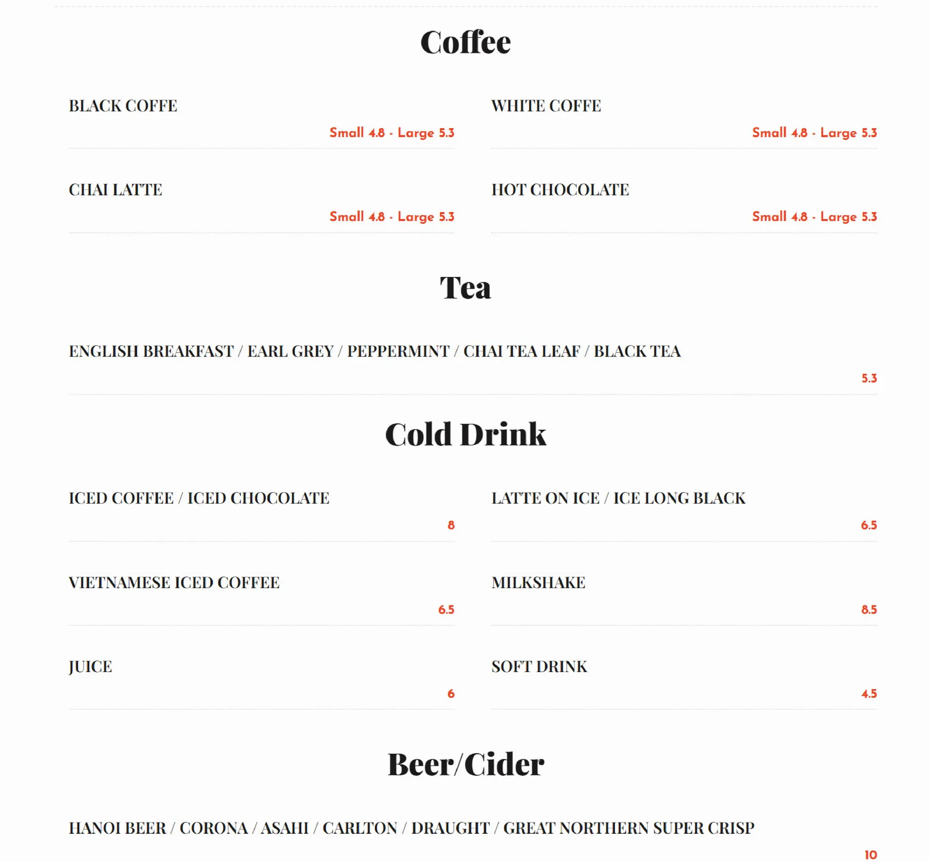 Cafe Palat menu, page 4