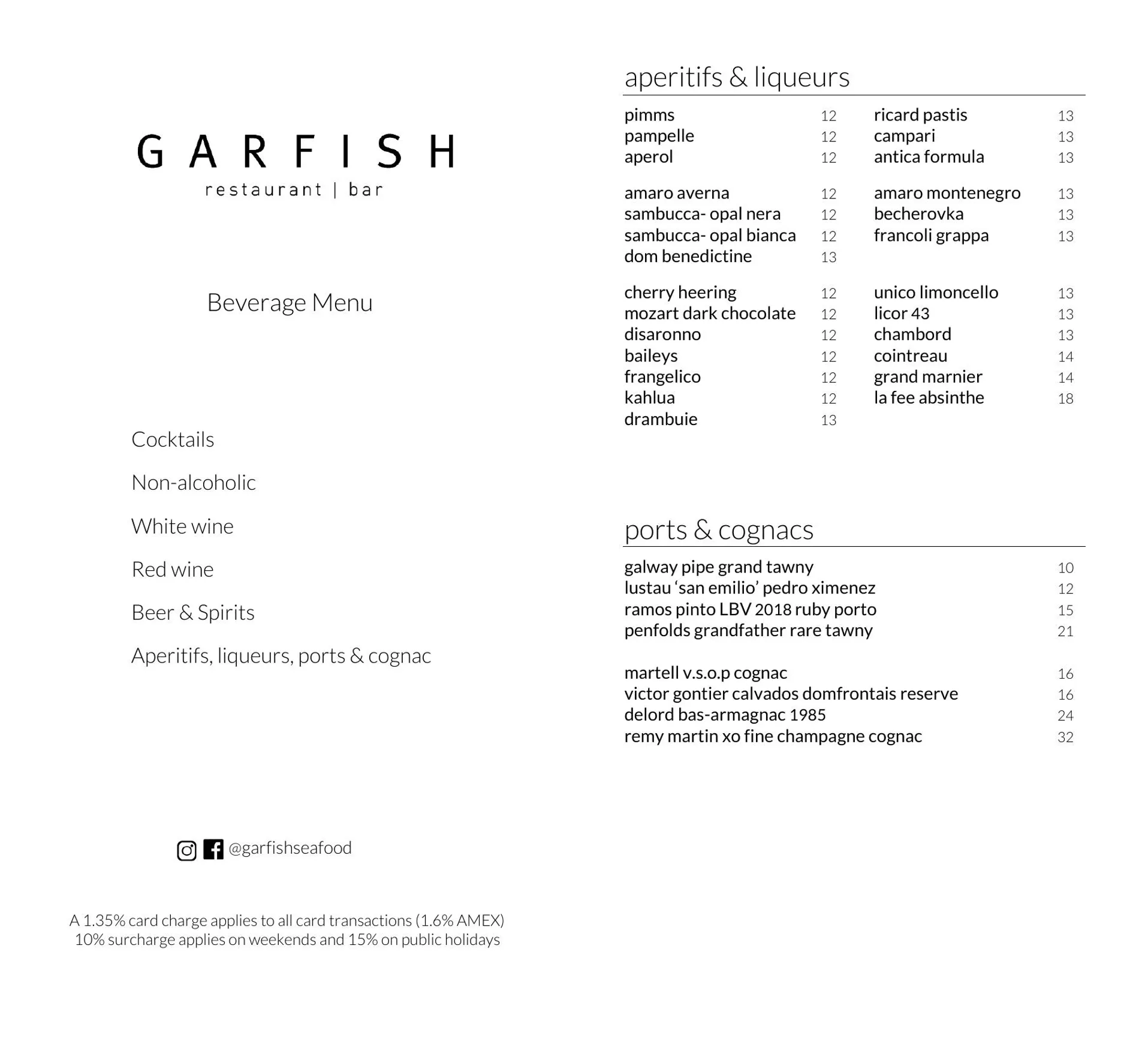 Garfish menu, page 3