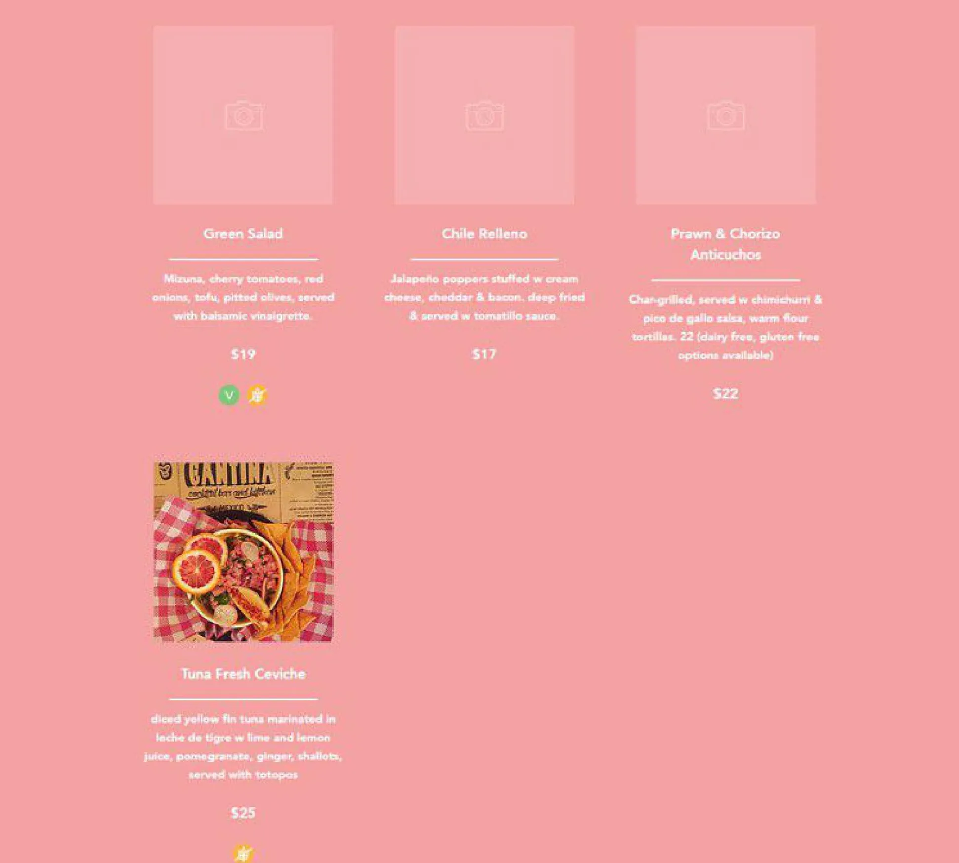 Cantina Bar menu, page 5