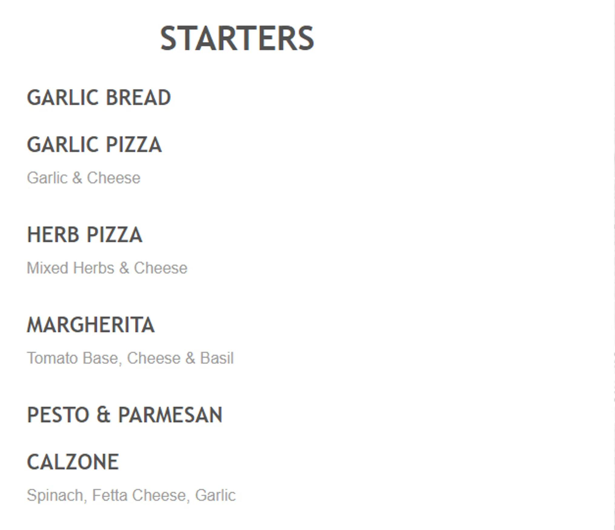 Arthur's Pizza Paddington menu, page 4