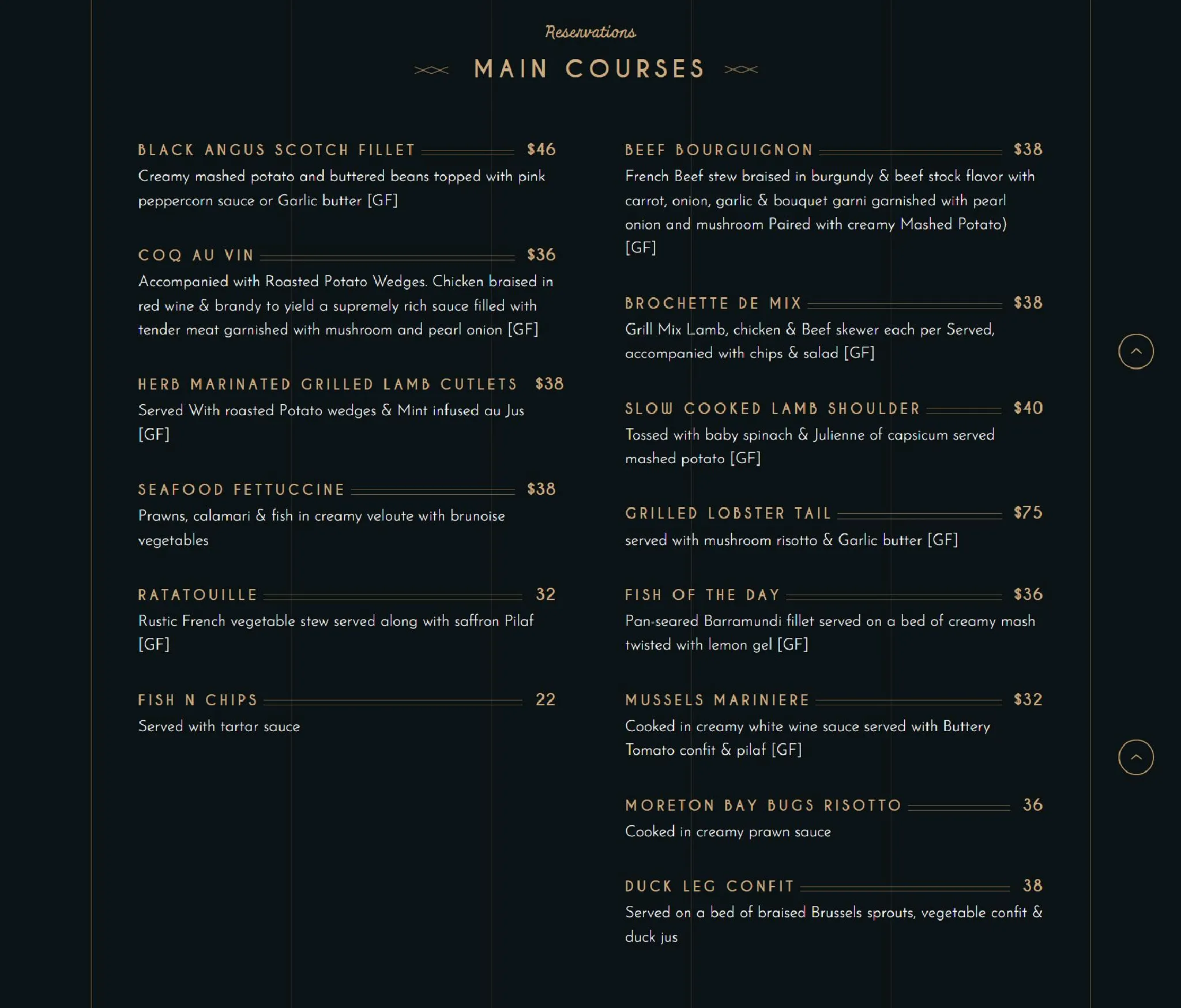 La Majestic menu, page 2