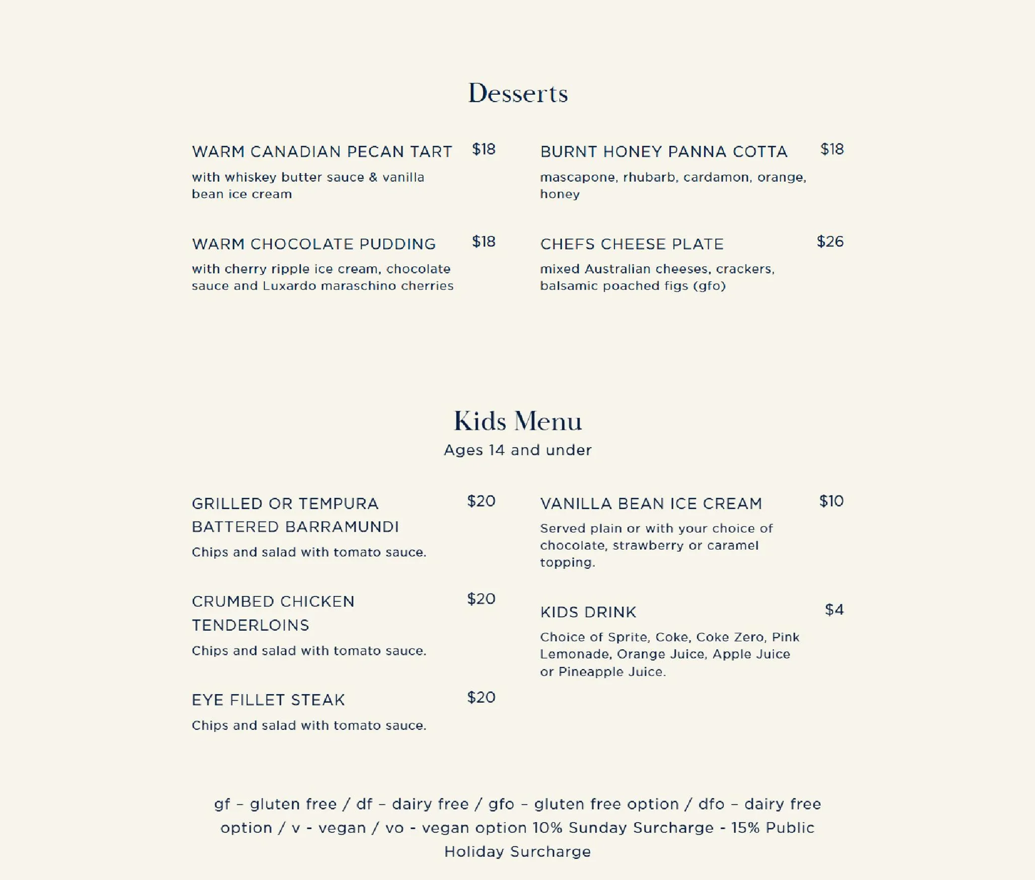 Swells menu, page 3