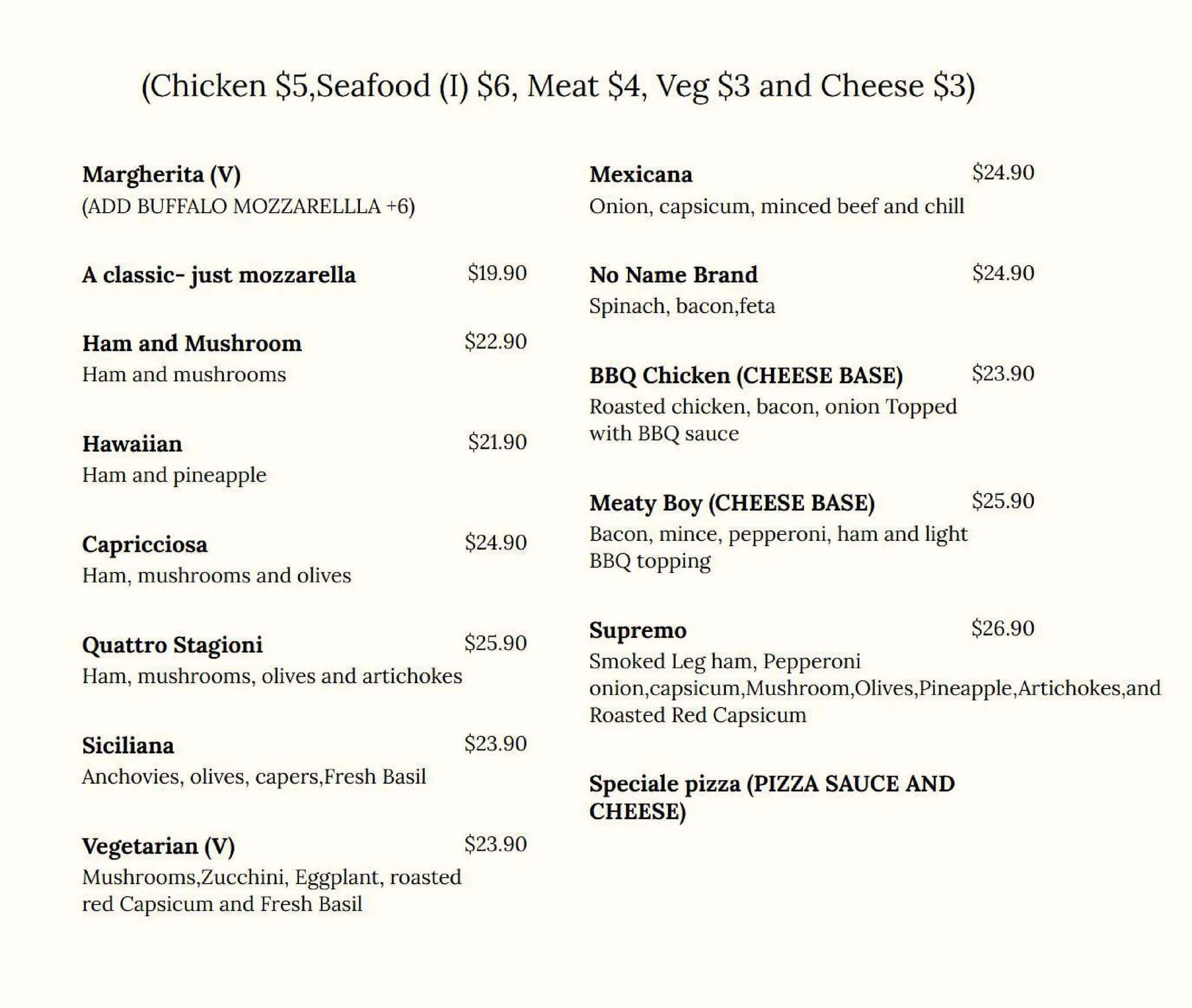 Borruso's Crows Nest menu, page 3