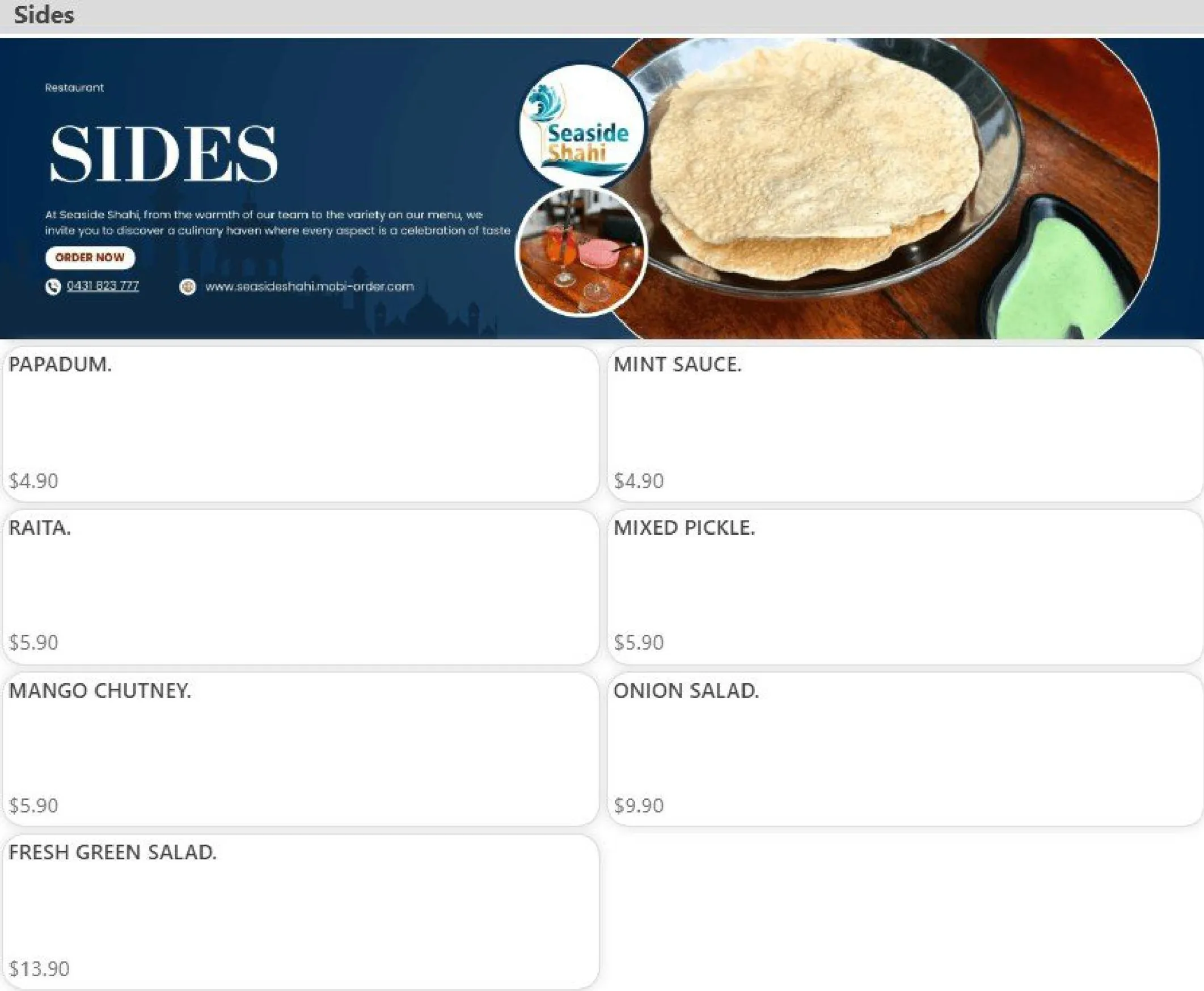 Seaside Shahi Indian Restaurant menu, page 10