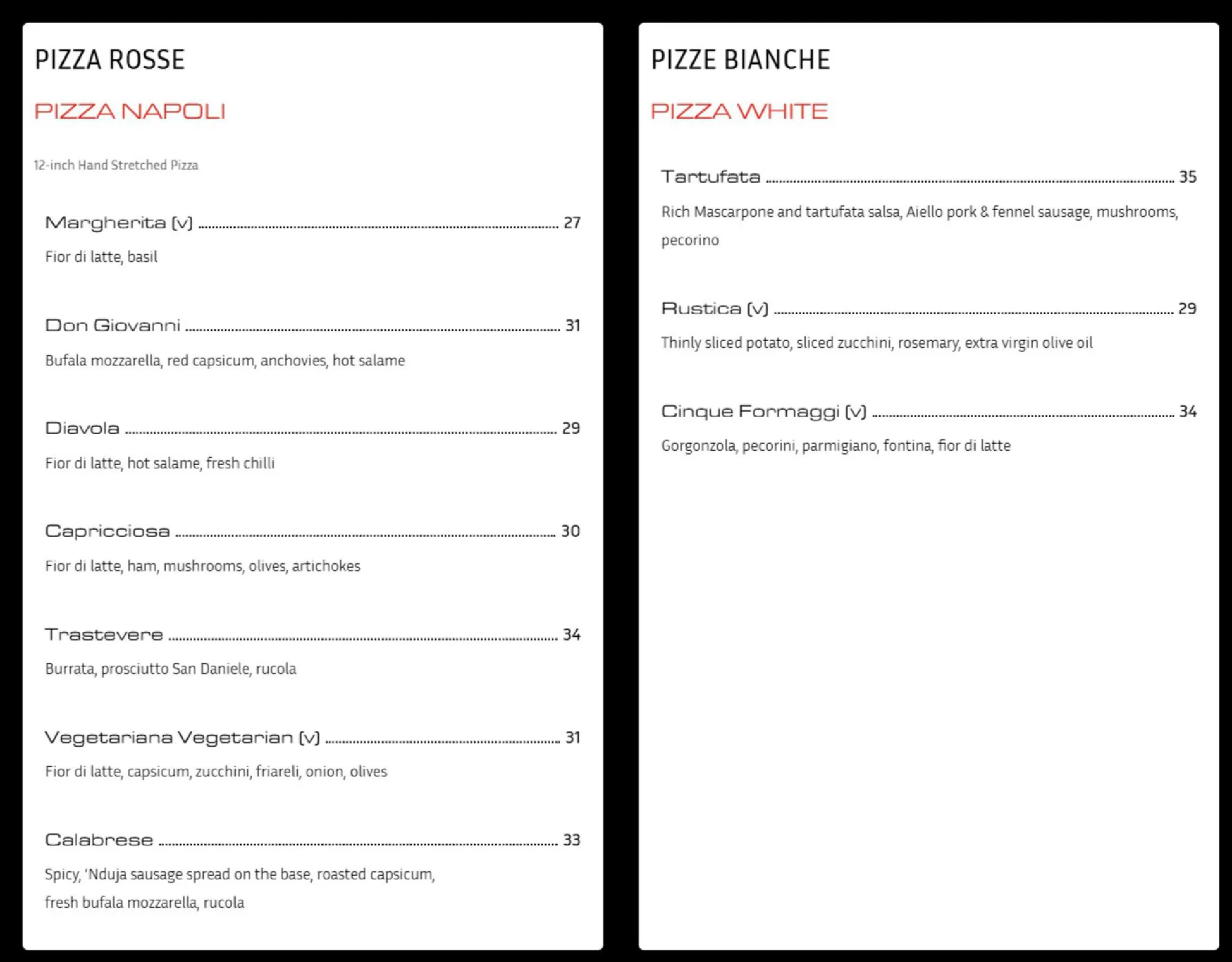 Piccolo Cucina menu, page 2