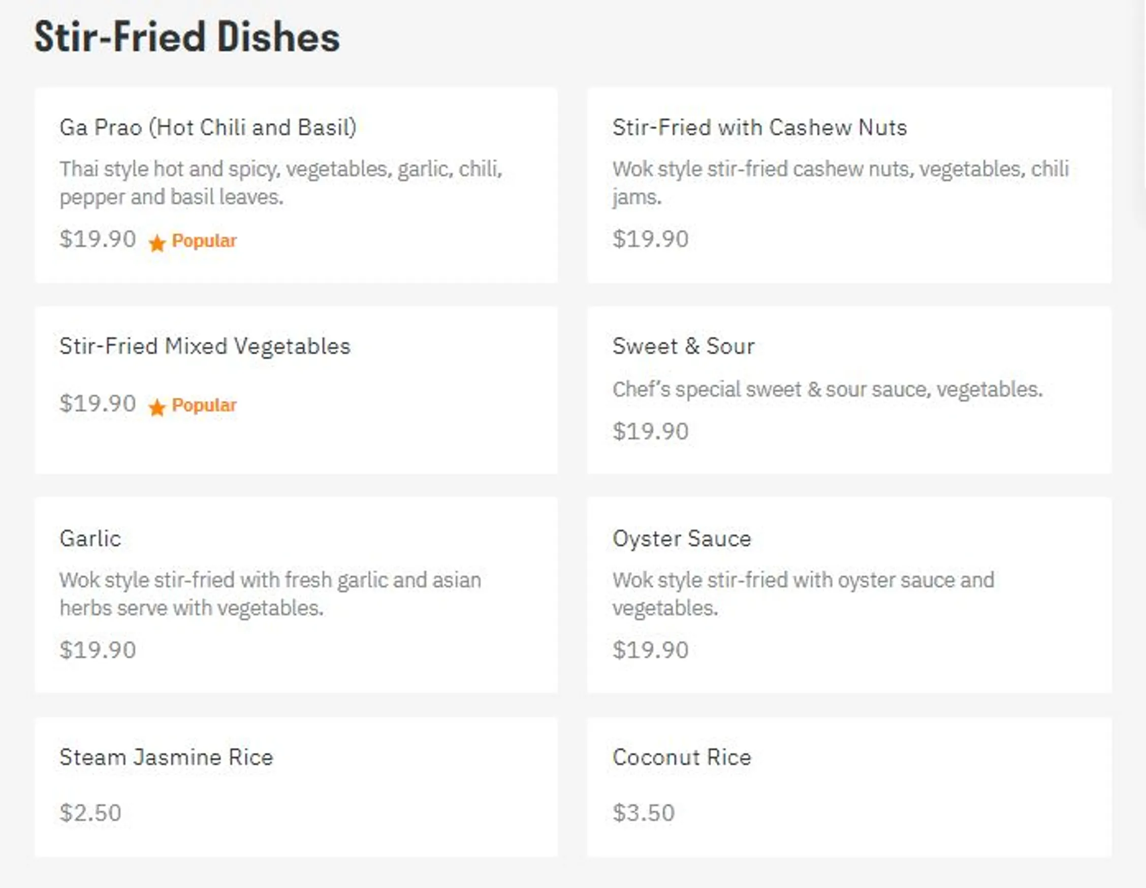 The Royal Thai Restaurant menu, page 4