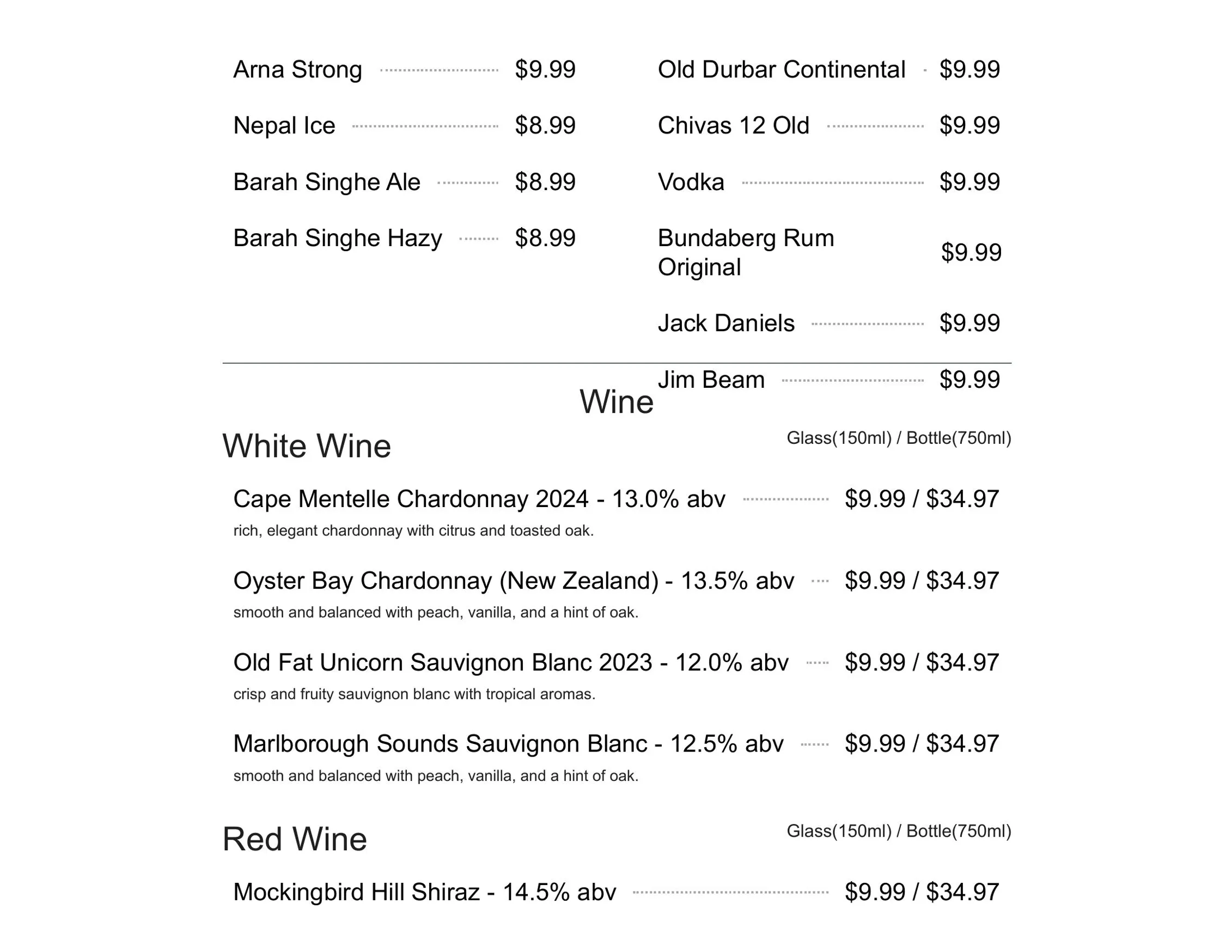 Maicha Nepalese Restaurant menu, page 10