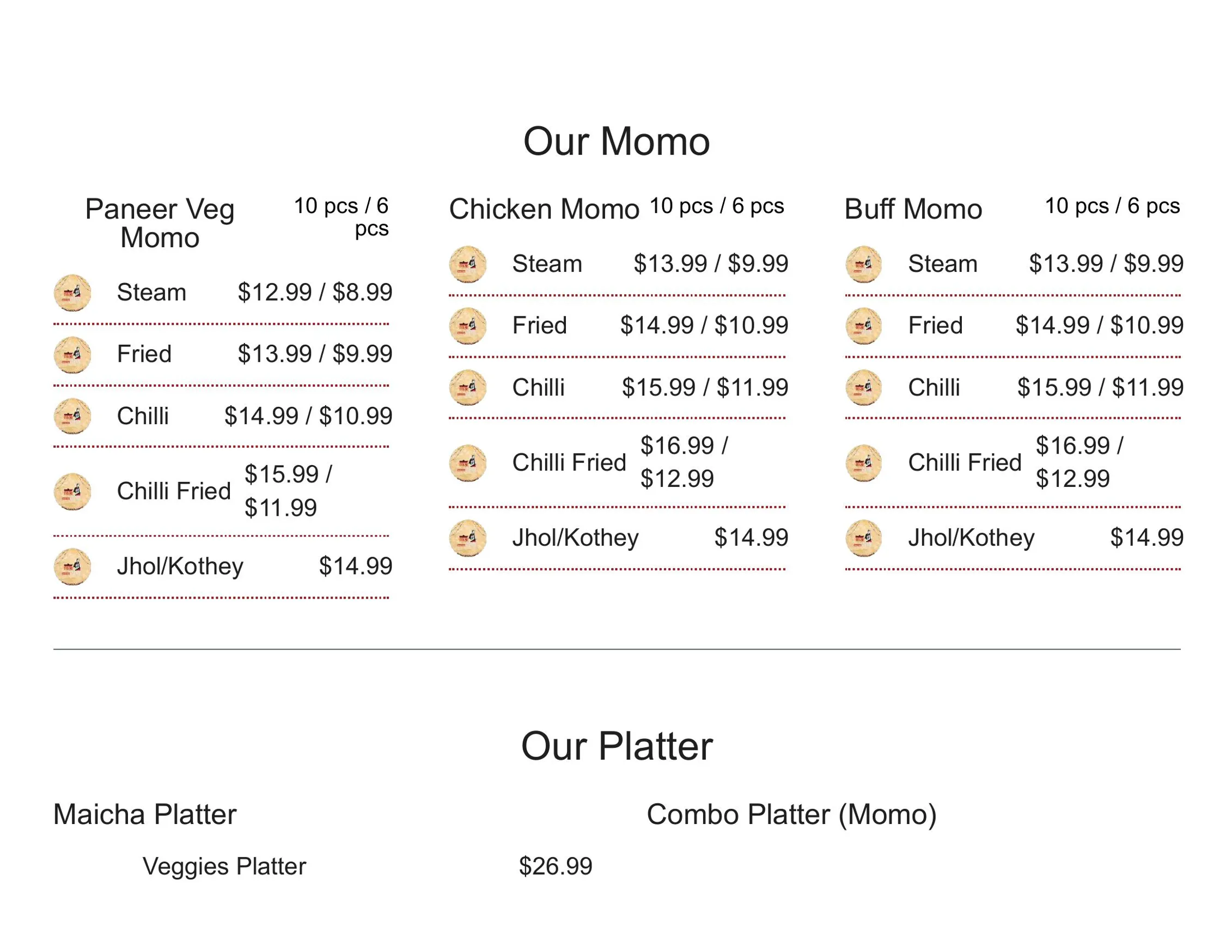 Maicha Nepalese Restaurant menu, page 3