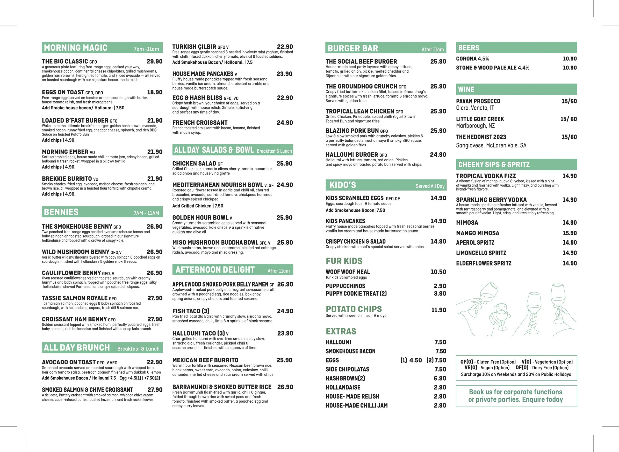 Groundhog Social menu, page 2