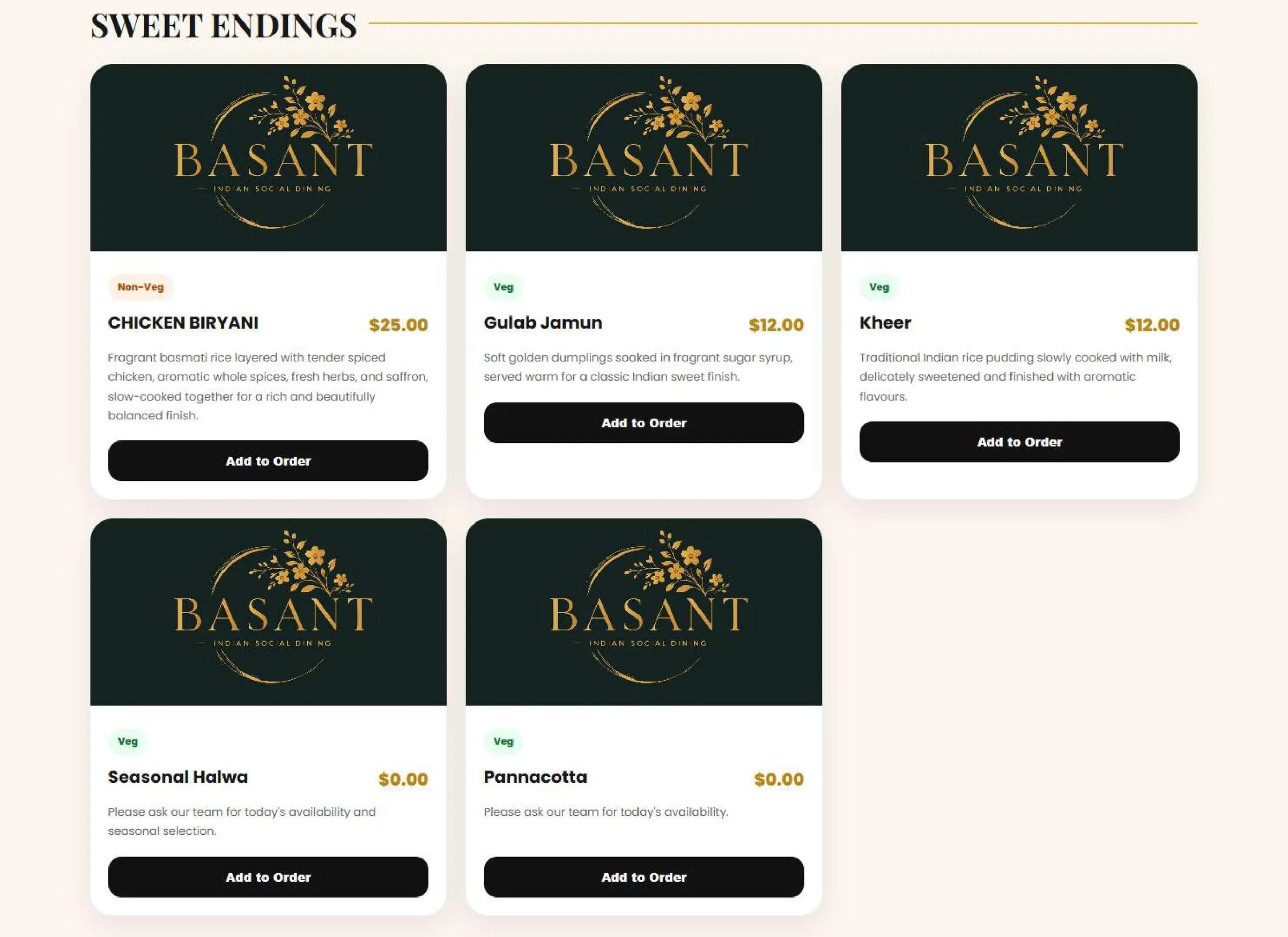Basant Indian Social Dining menu, page 9