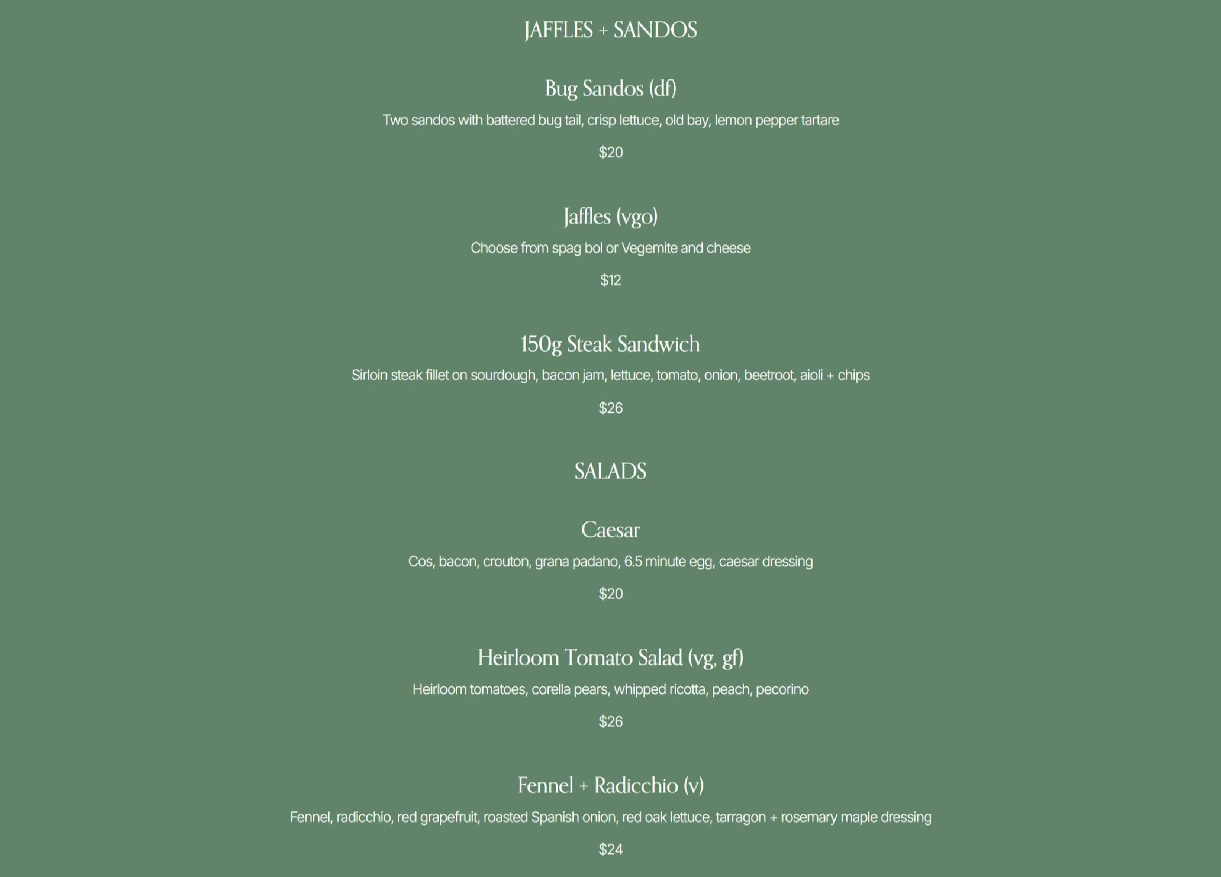 Bonnie Doon Public House menu, page 2