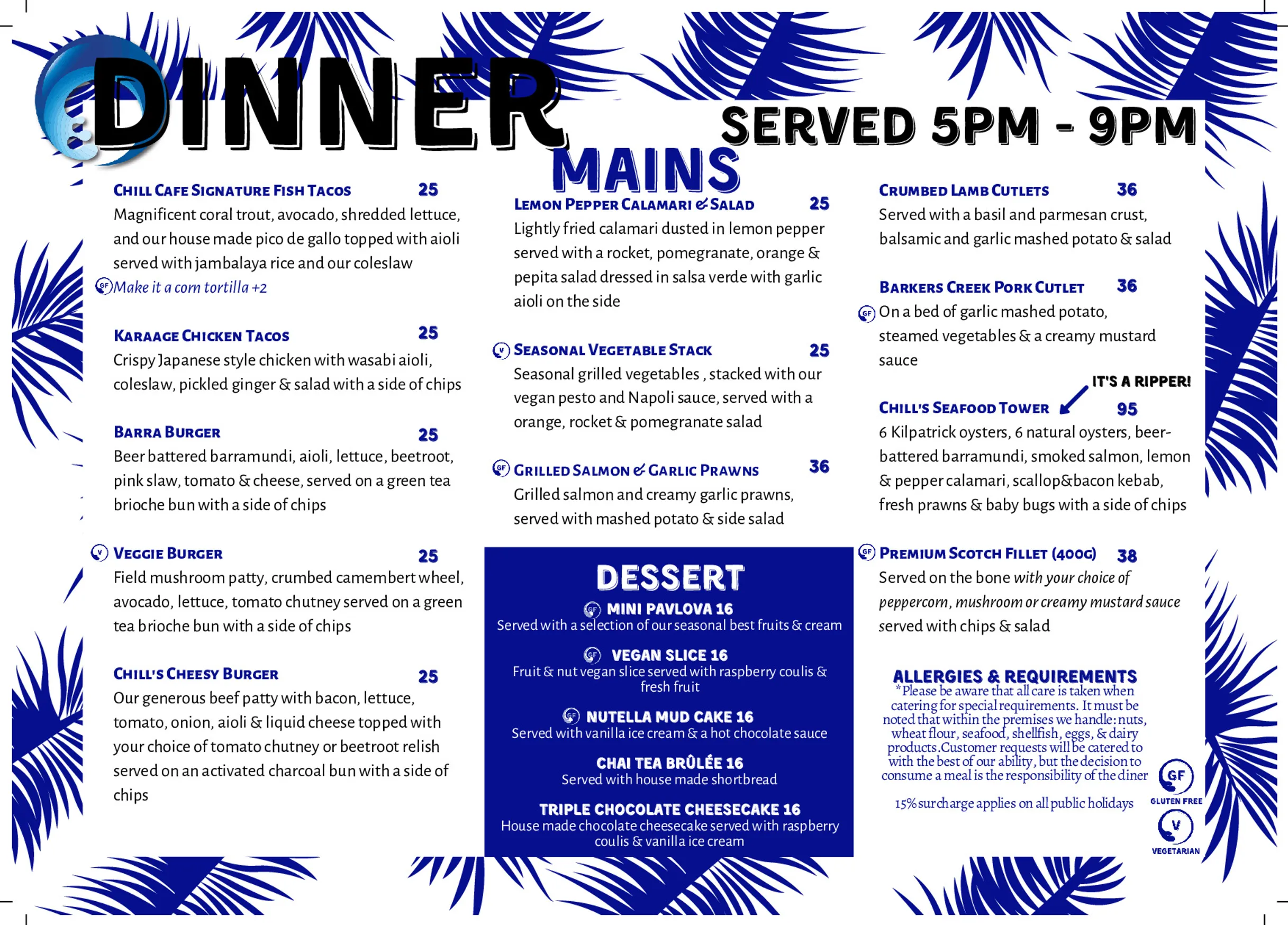Chill Cafe Palm Cove menu, page 2