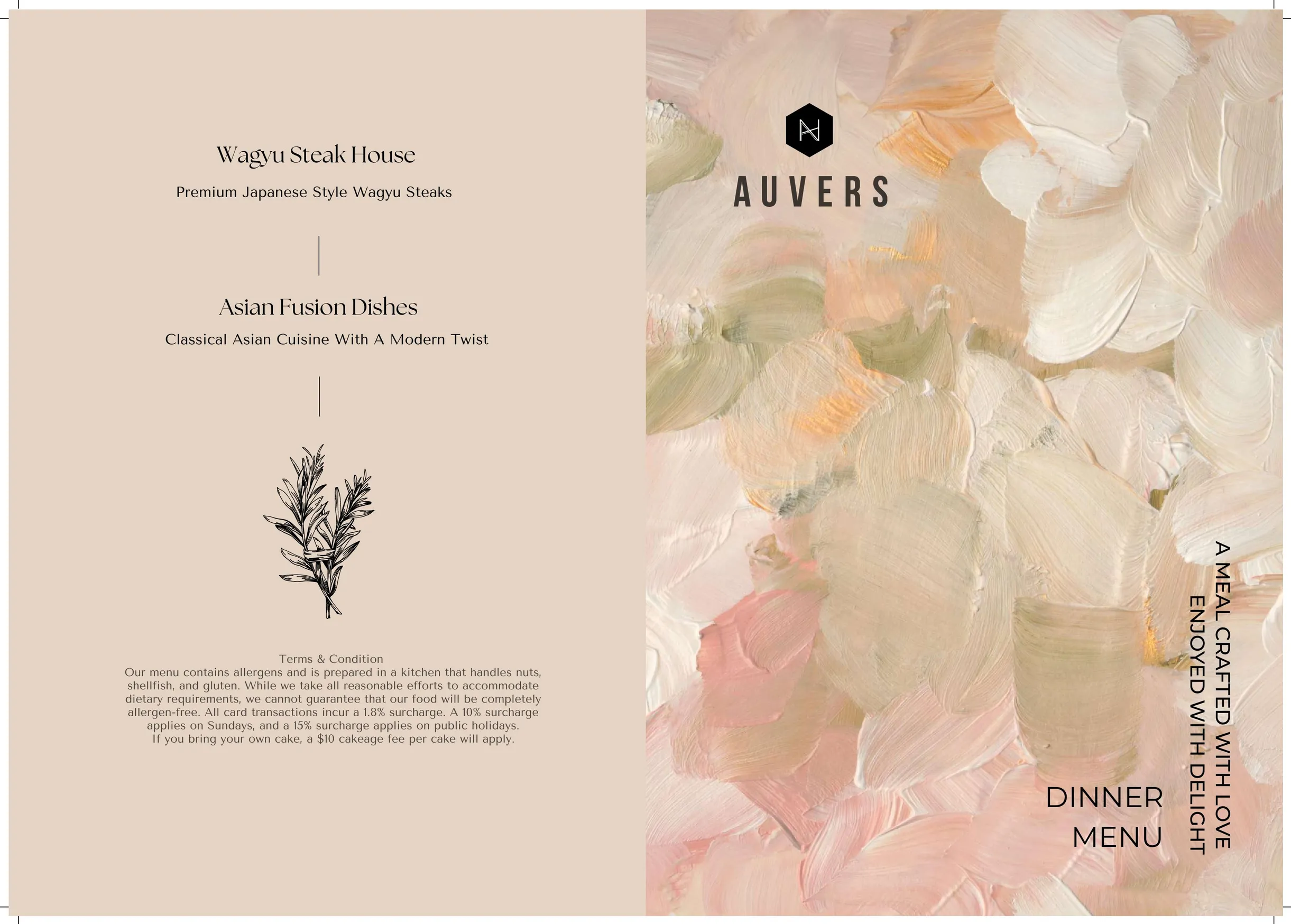 Auvers Restaurant menu, page 1