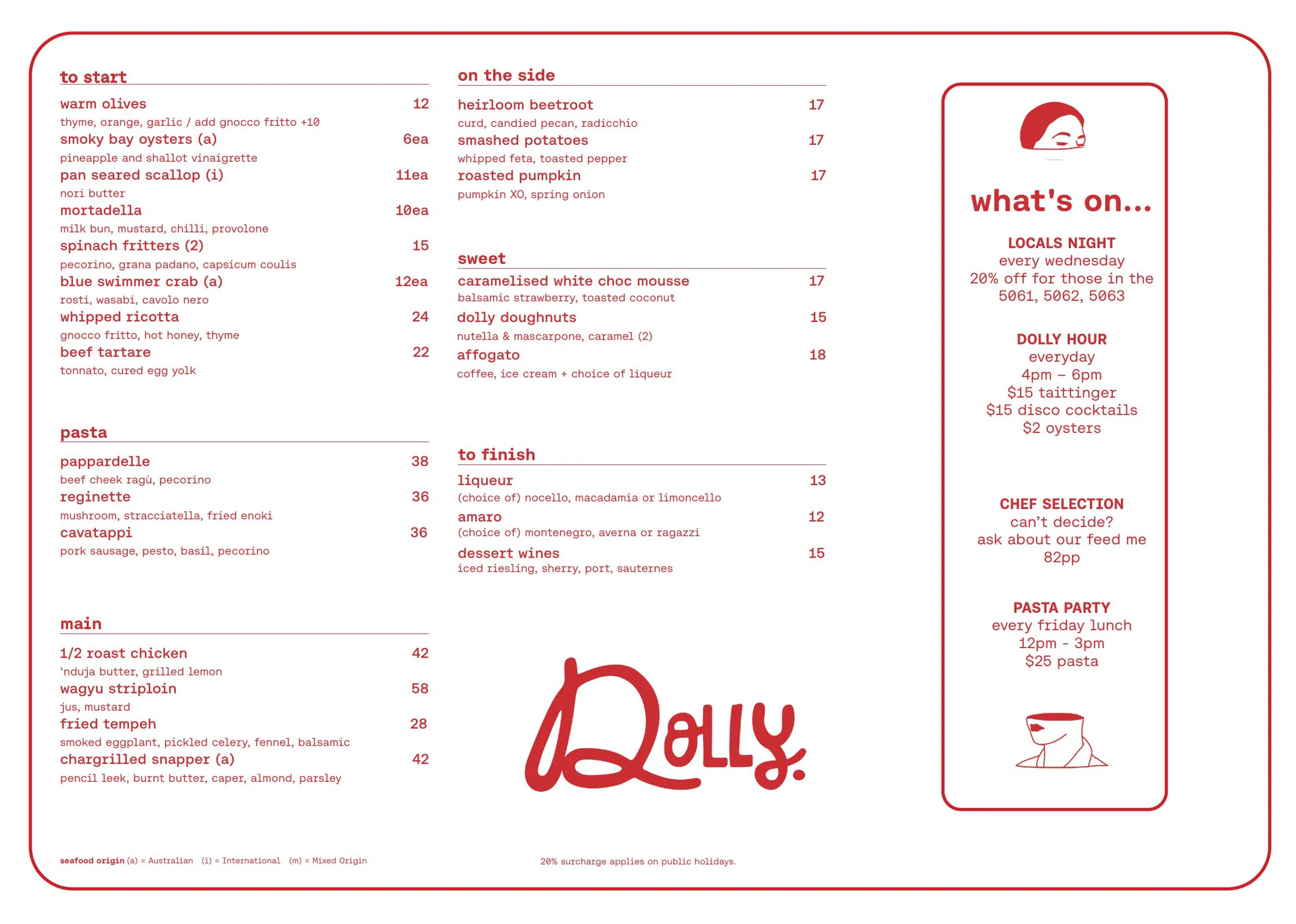 Dolly menu, page 2
