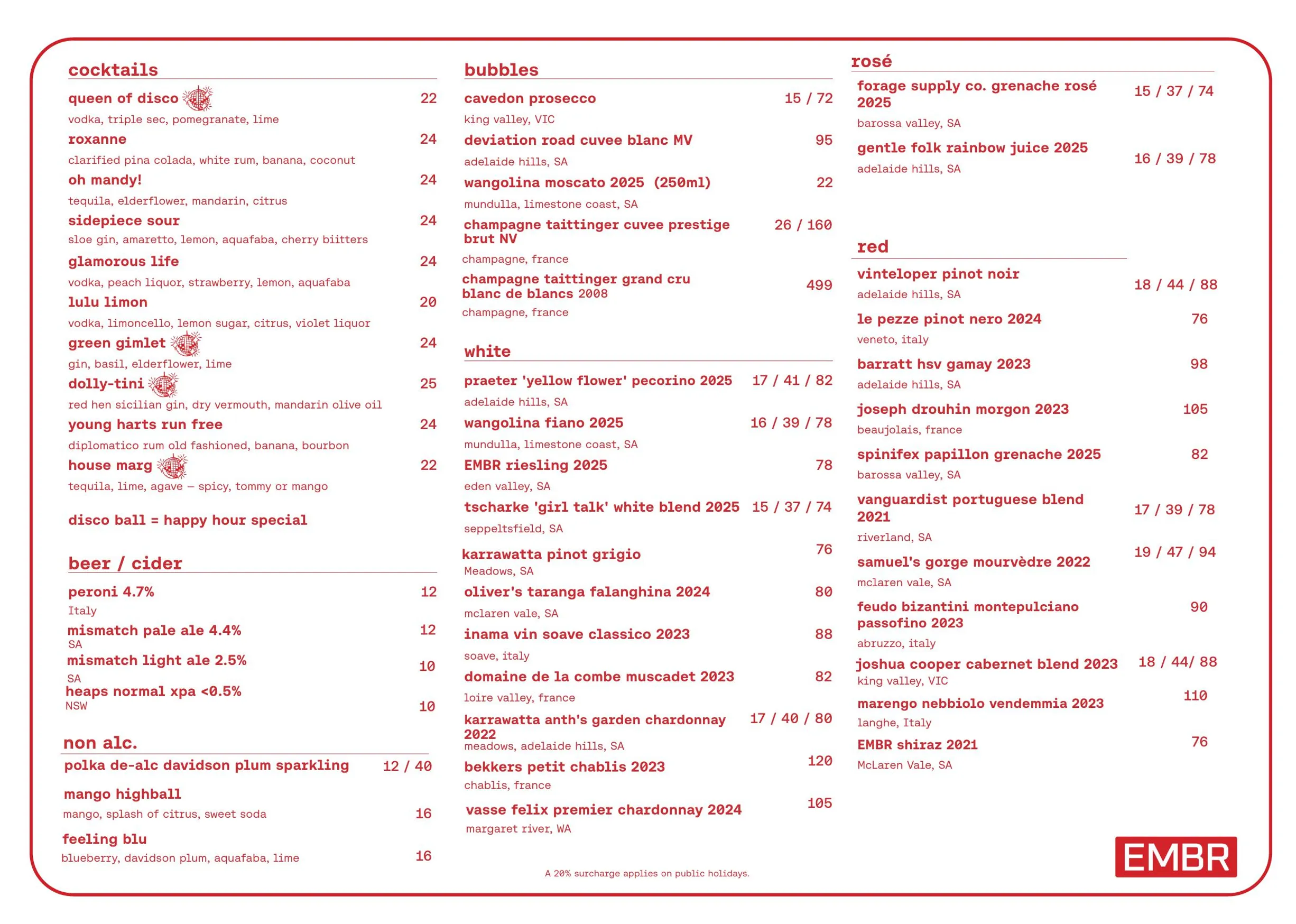 Dolly menu, page 1