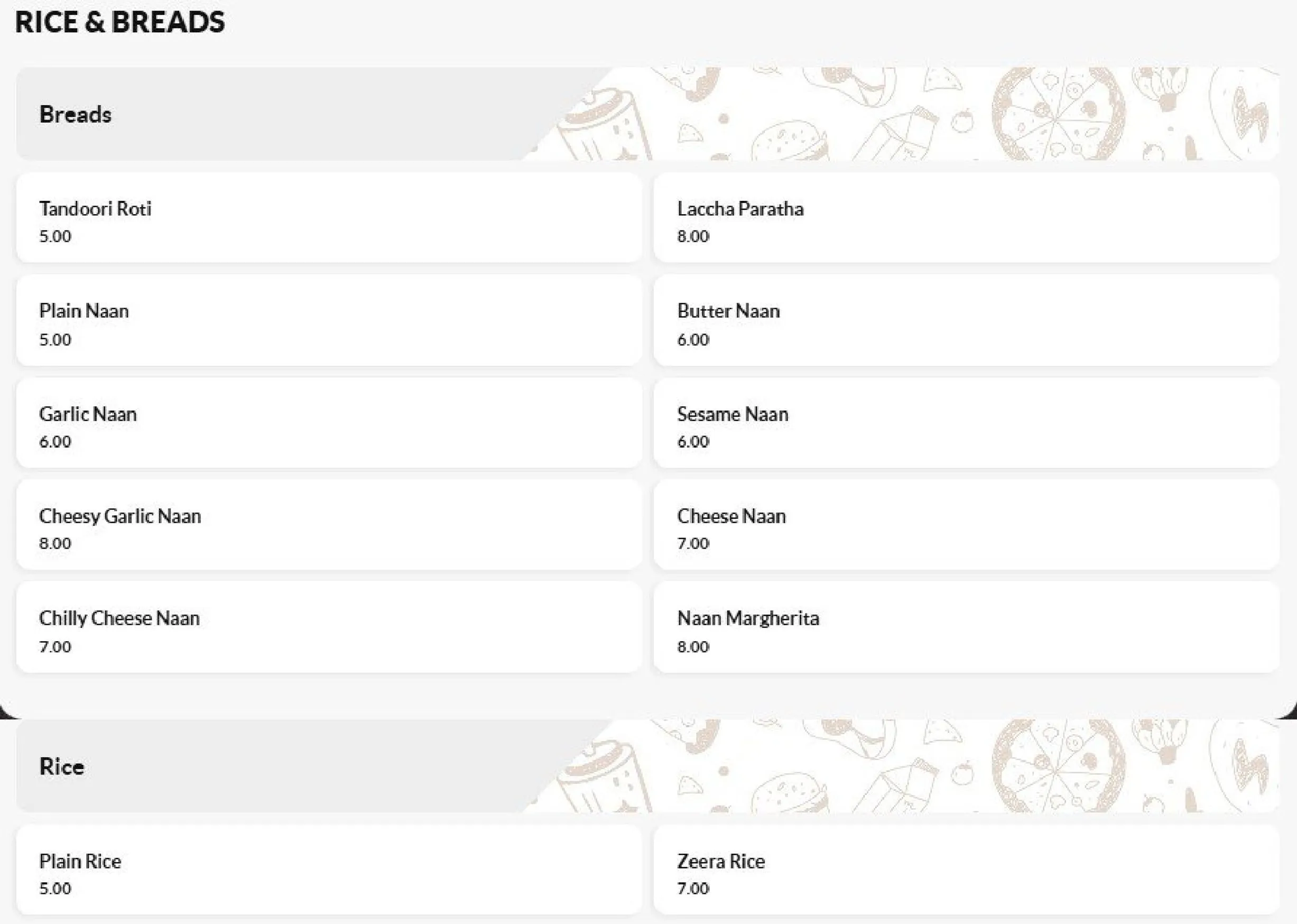 Babli’s Modern Indian menu, page 4
