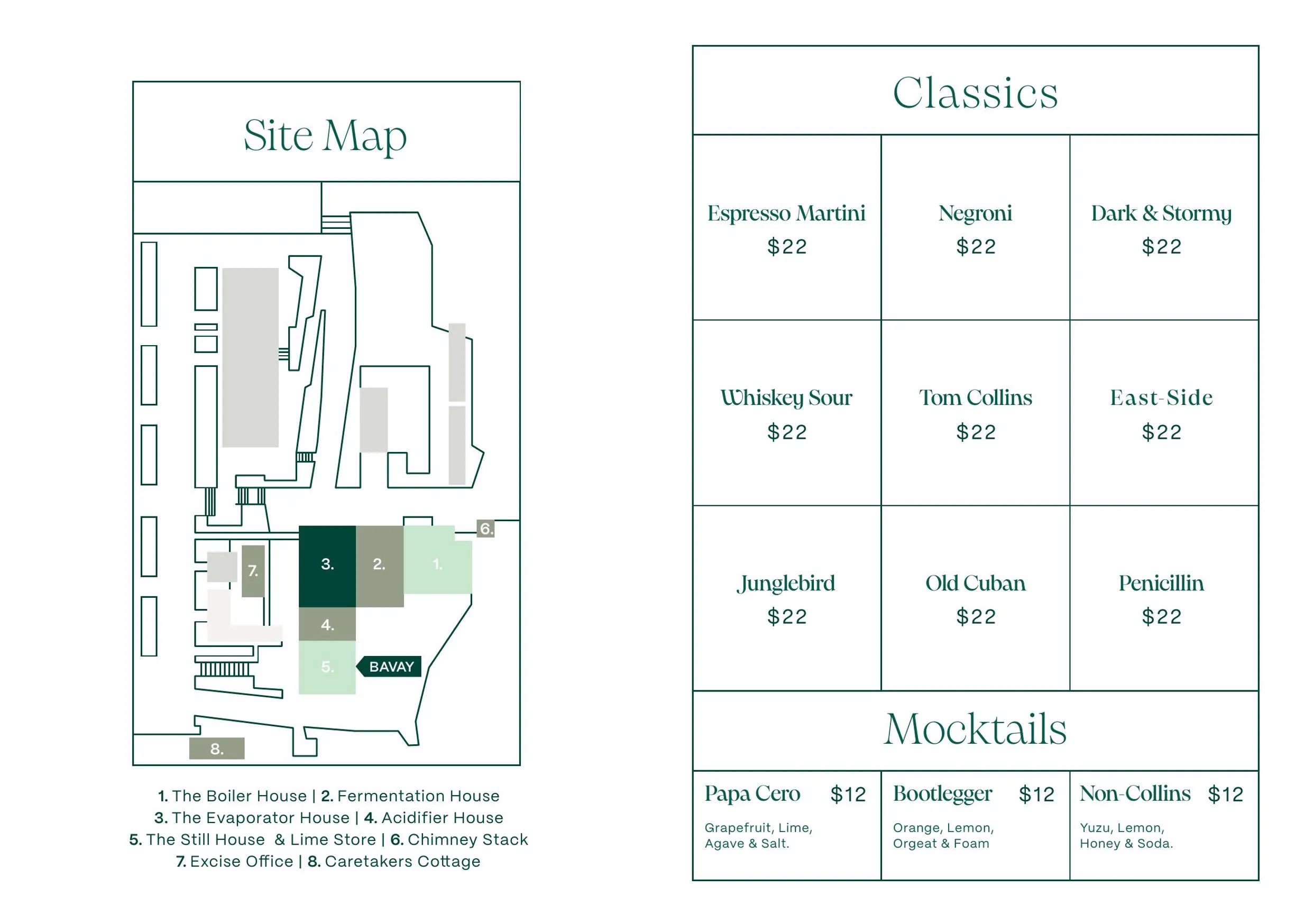 Bavay Distillery menu, page 6