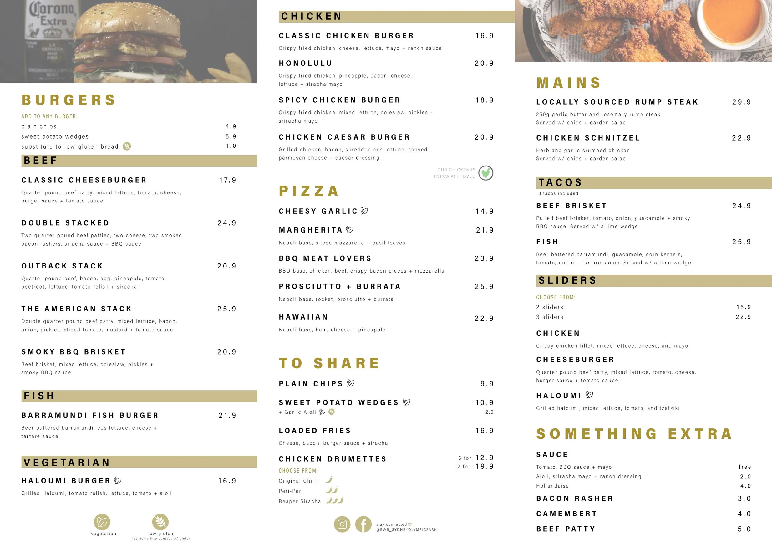 Burgers With Bite Sydney Olympic Park menu, page 1