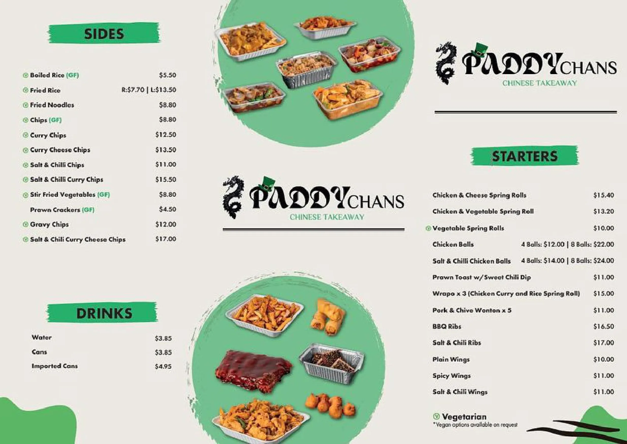 Paddy Chans menu, page 2