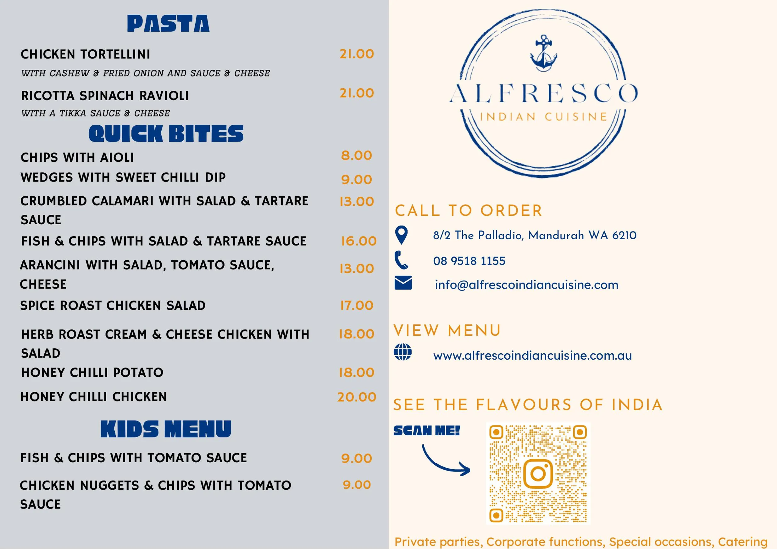 Alfresco Indian Cuisine menu, page 4